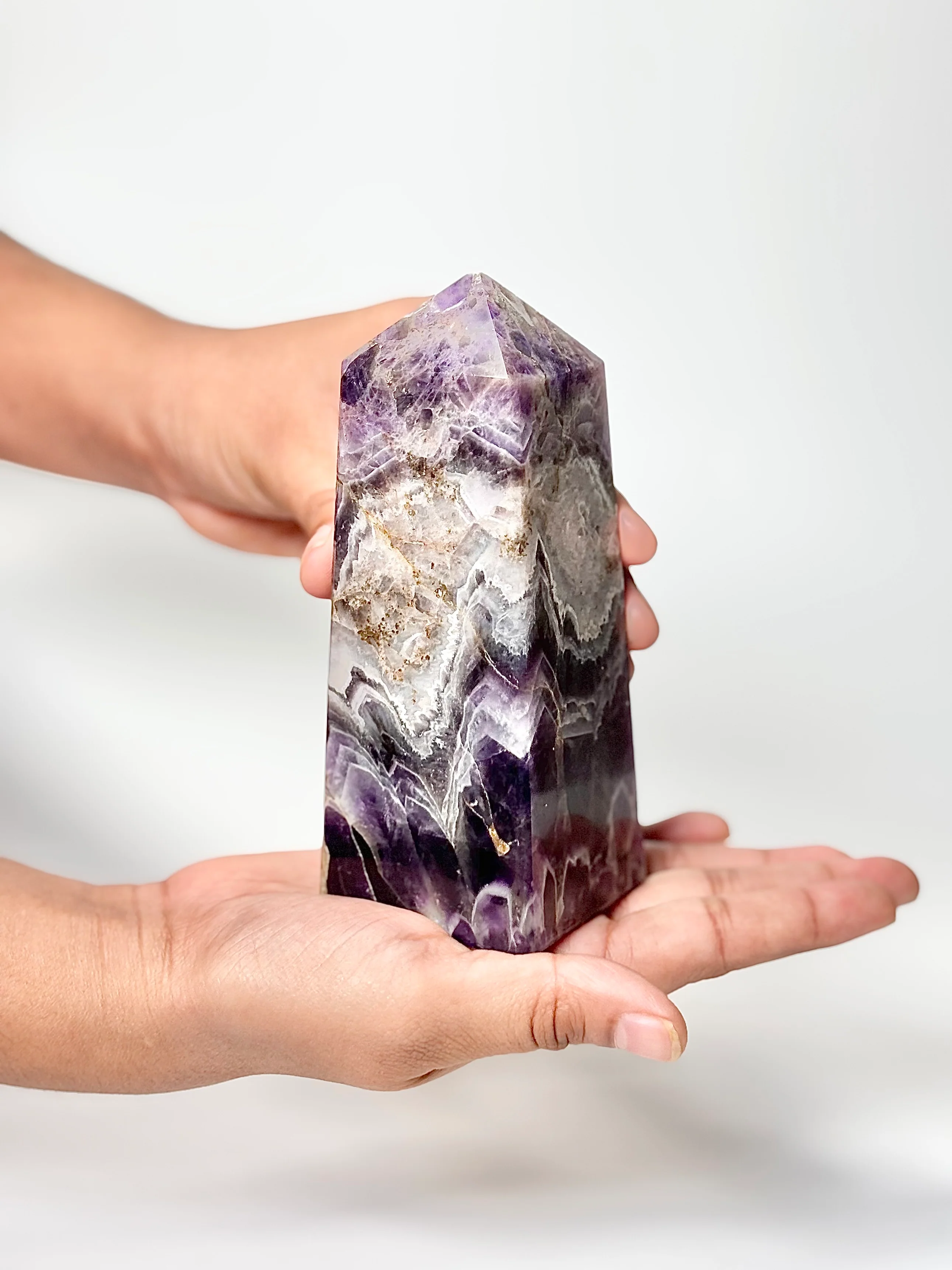Four Facet Chevron Amethyst Tower – 585g - Focused Energy & Refined Intuition - Image 2