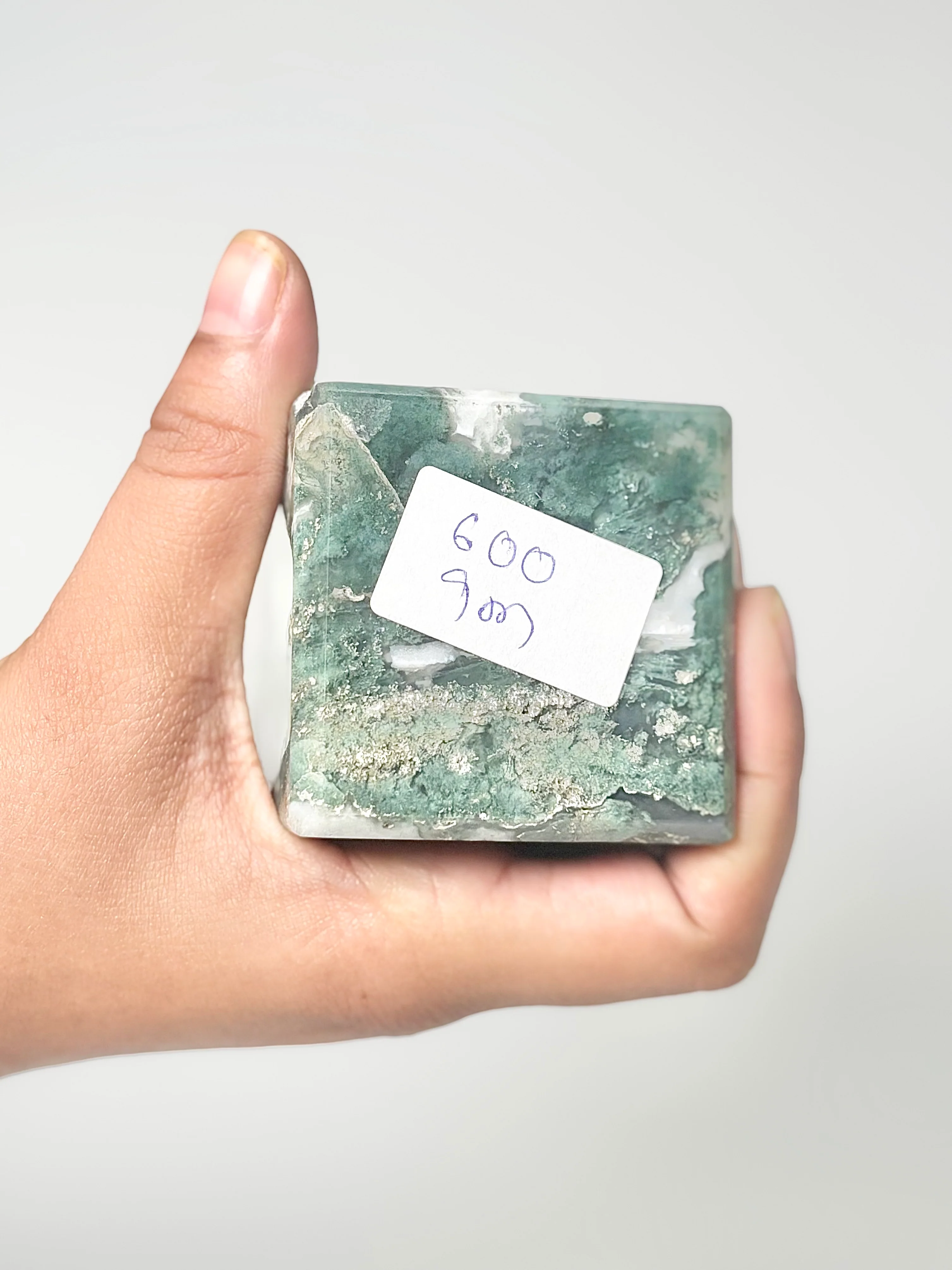 Four Facet Moss Agate Tower – 600g - Nature-Inspired Calm & Grounded Beauty - Image 3
