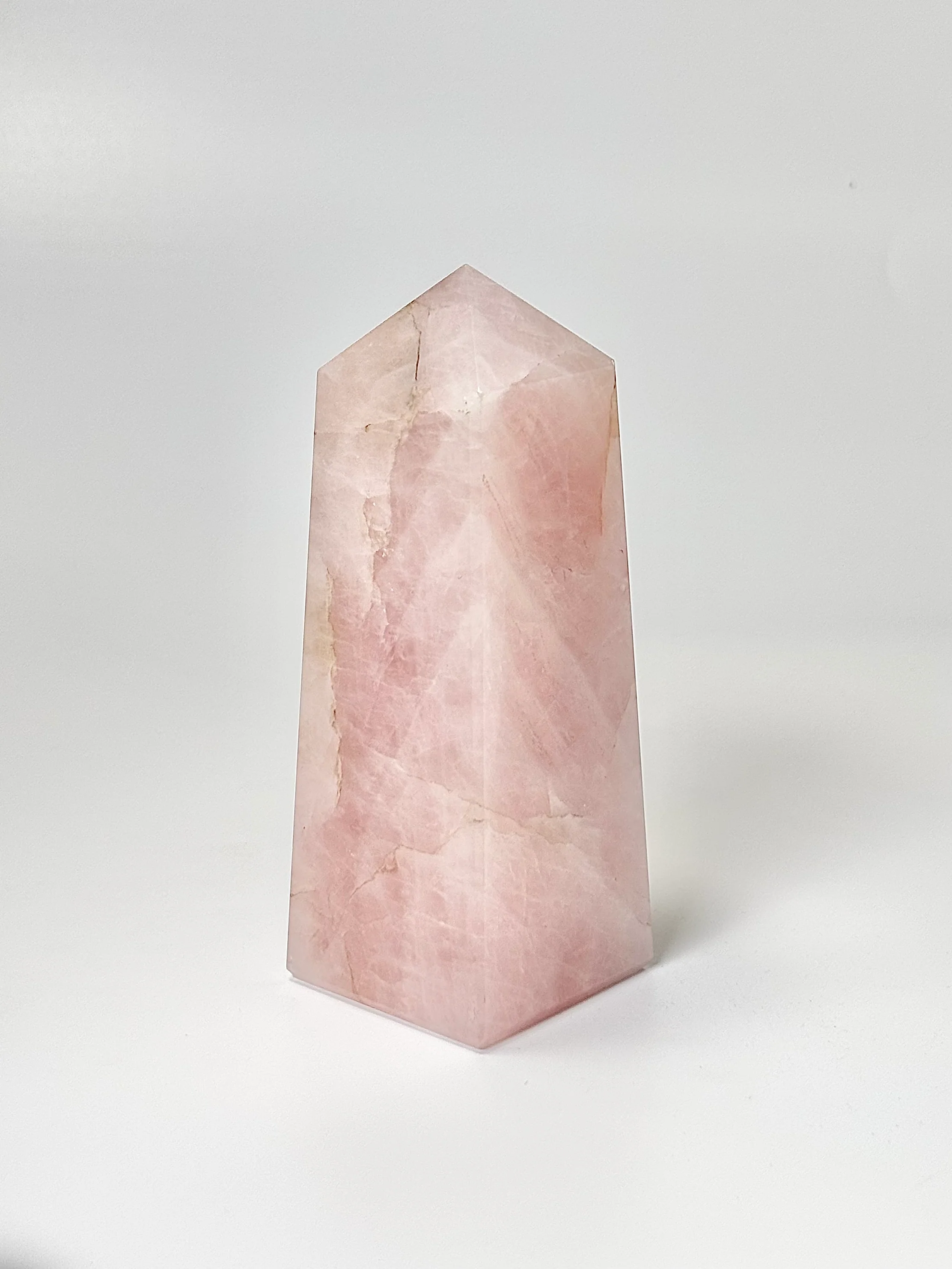 Four Facet Rose Quartz Tower – 620g - Soft Elegance & Balanced Design