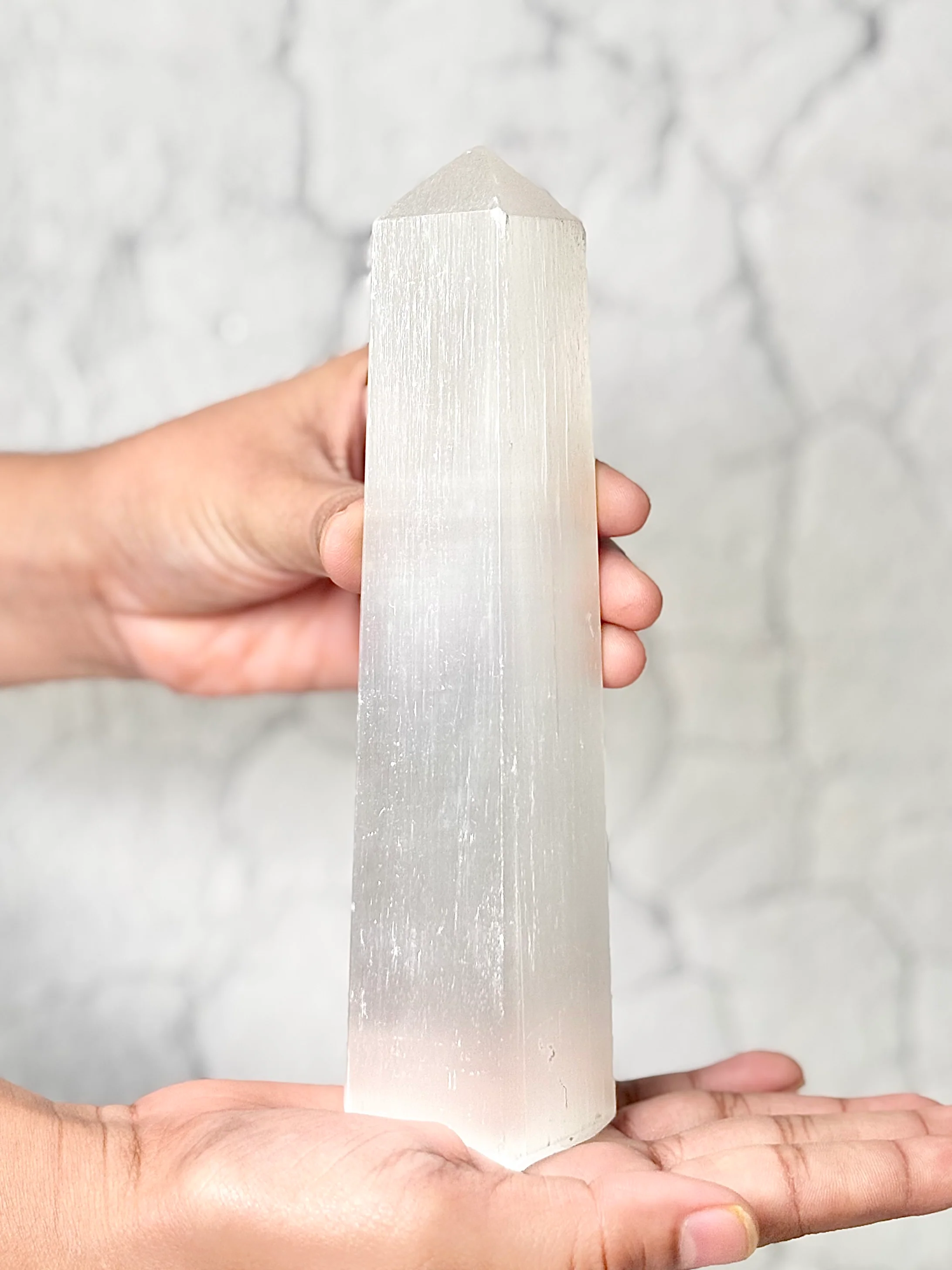 Four Facet Selenite Tower – 370g - Soft Glow & Balanced Form - Image 2