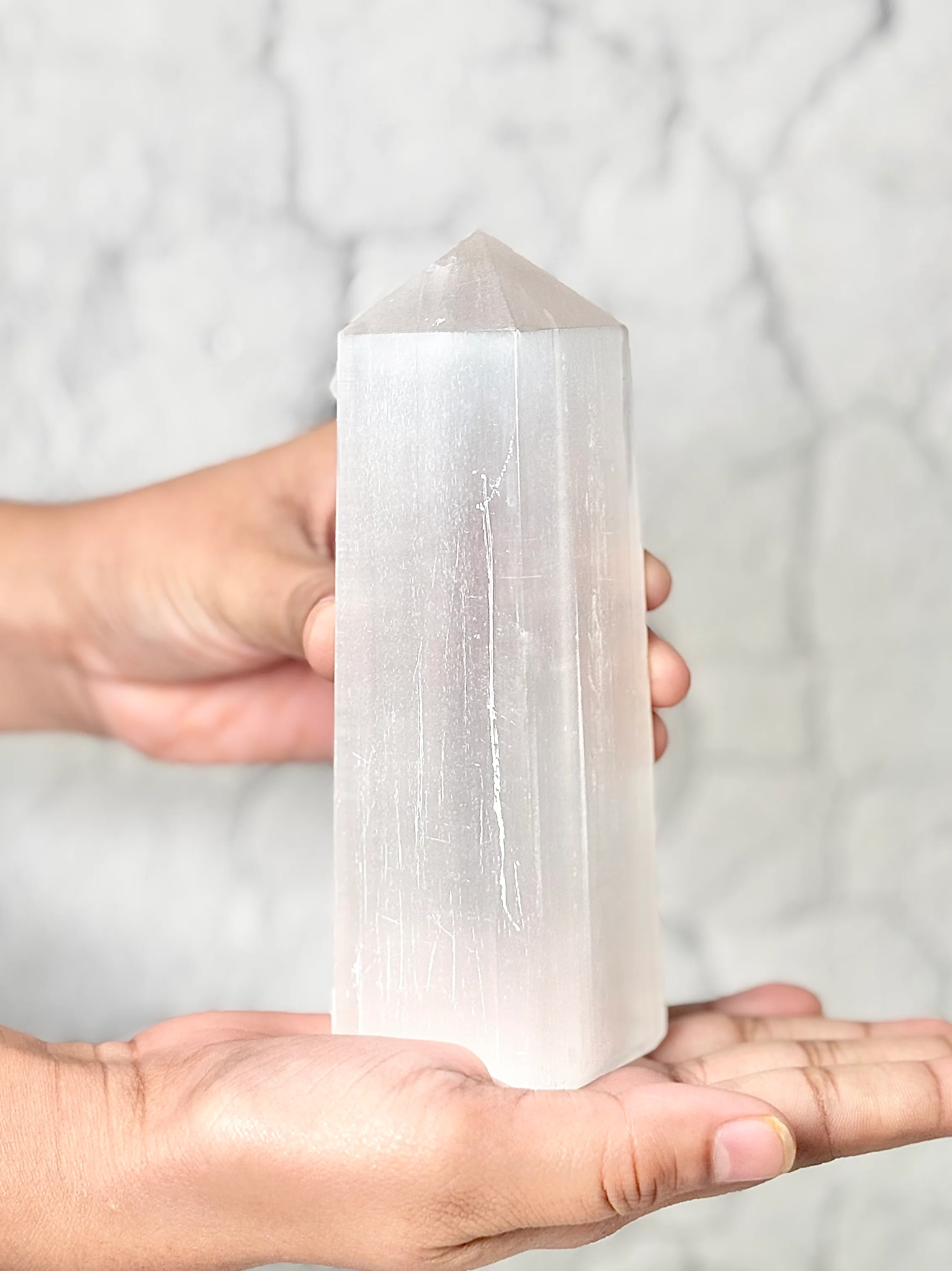 Four Facet Selenite Tower – 428g - Soft Glow & Balanced Form - Image 2