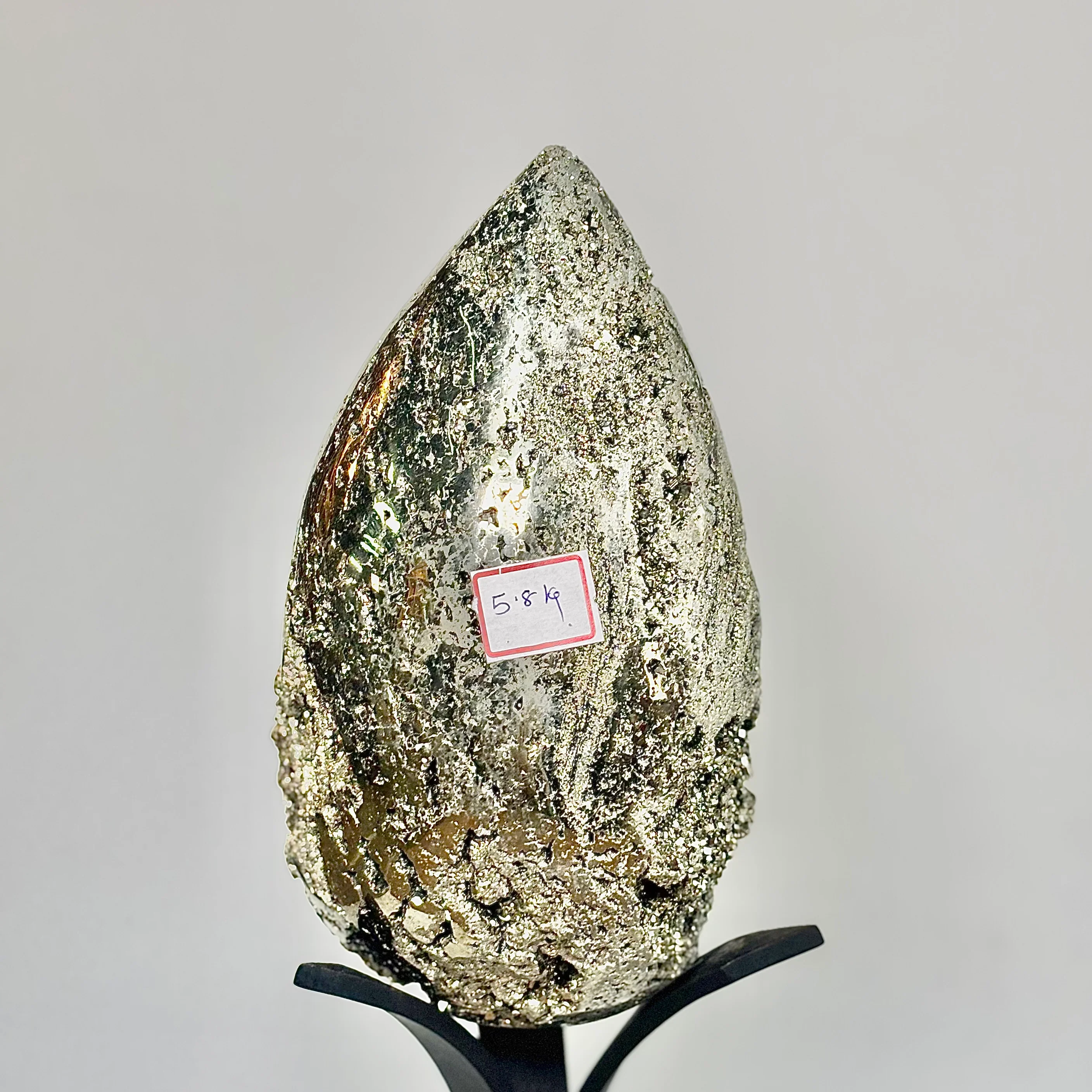 Extra Large Peruvian Pyrite Druzy Egg Carving 5.8 Kg – Abundance & Prosperity - Image 2