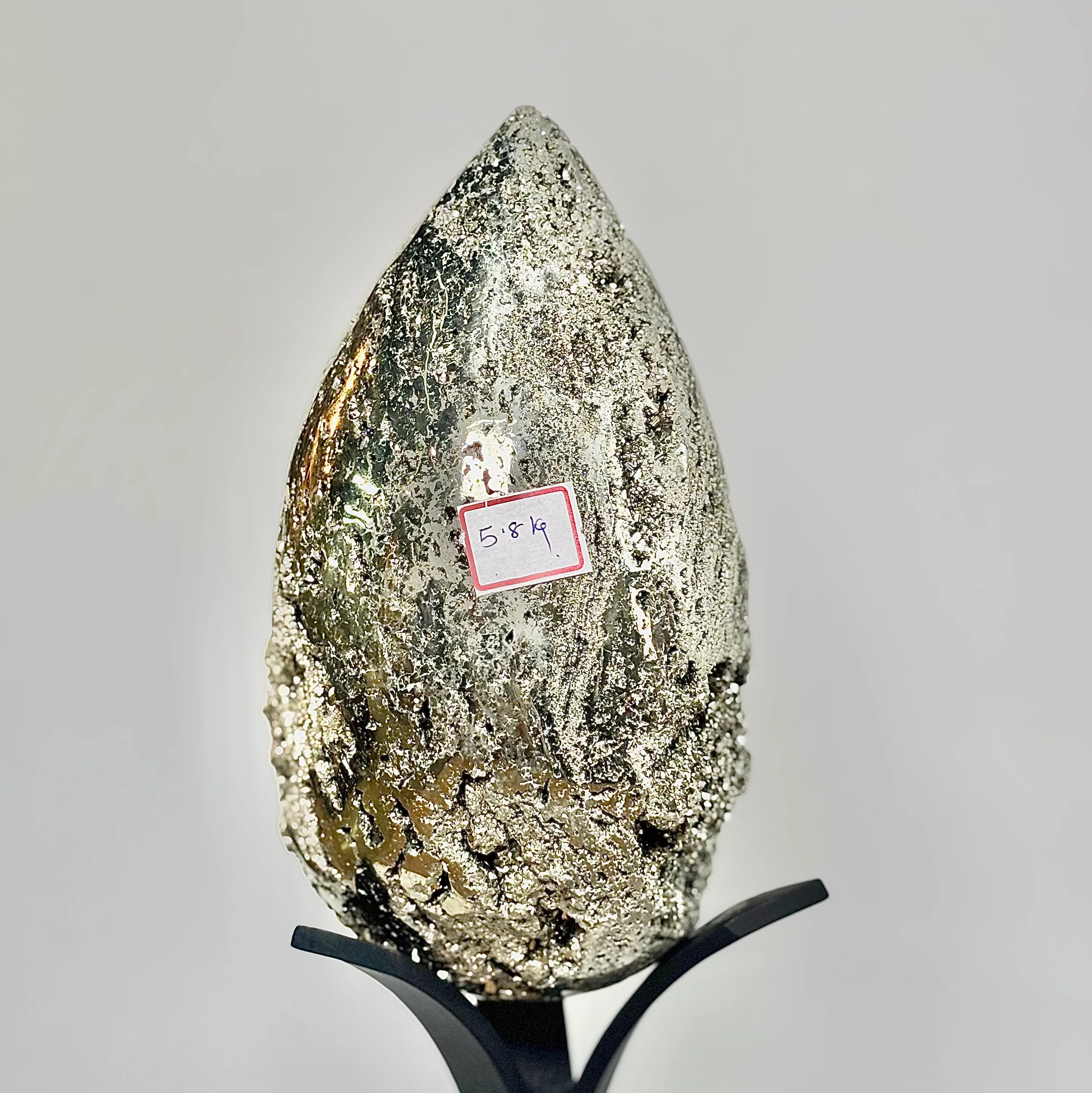 Extra Large Peruvian Pyrite Druzy Egg Carving 5.8 Kg – Abundance & Prosperity - Image 3