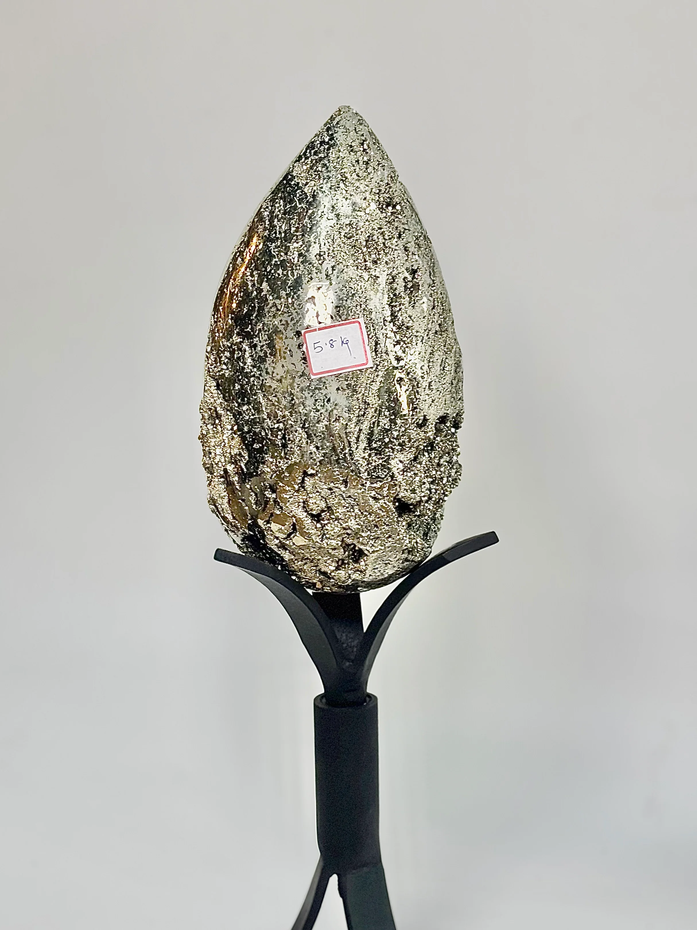 Extra Large Peruvian Pyrite Druzy Egg Carving 5.8 Kg – Abundance & Prosperity - Image 4