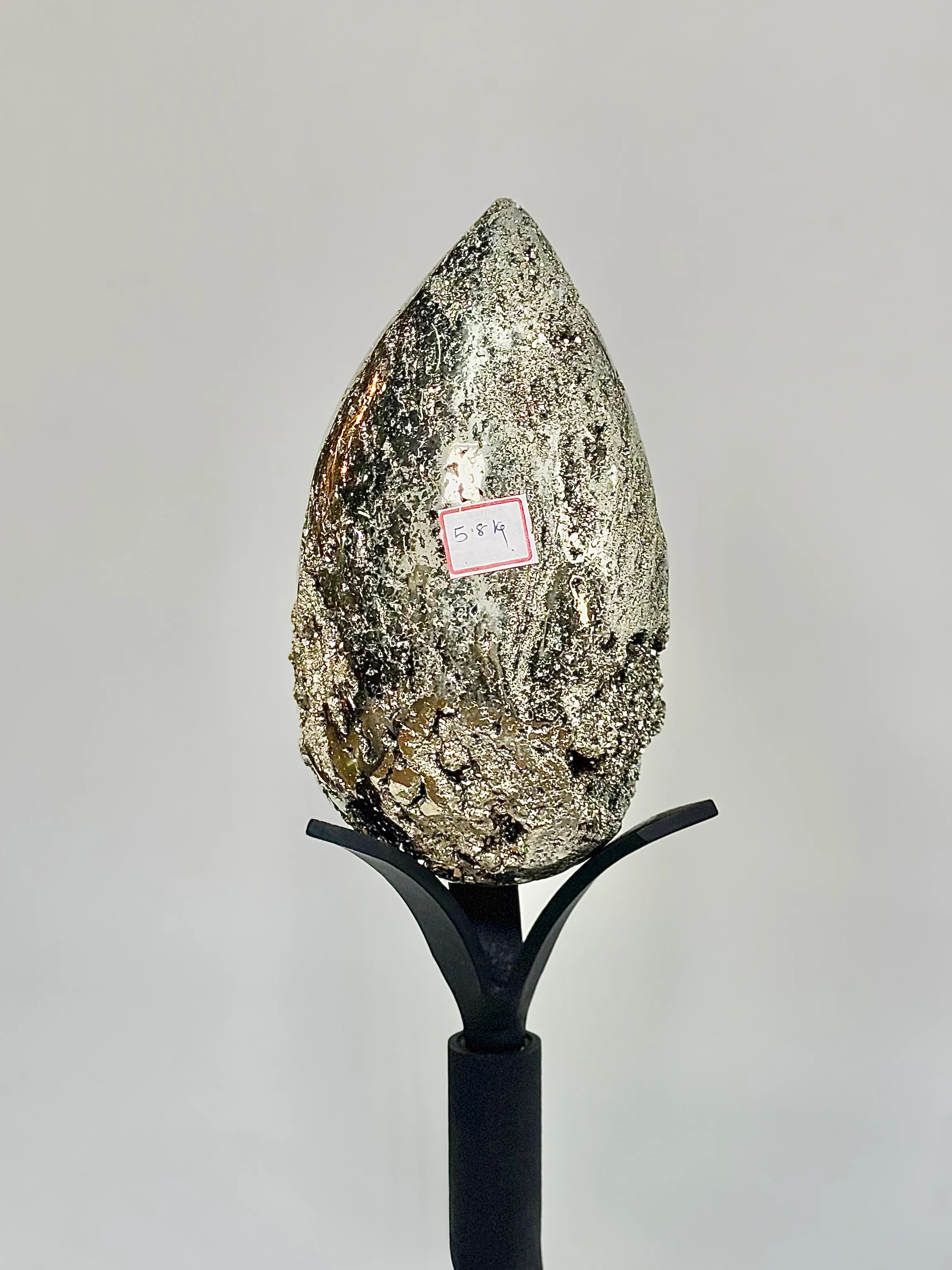 Extra Large Peruvian Pyrite Druzy Egg Carving 5.8 Kg – Abundance & Prosperity - Image 5
