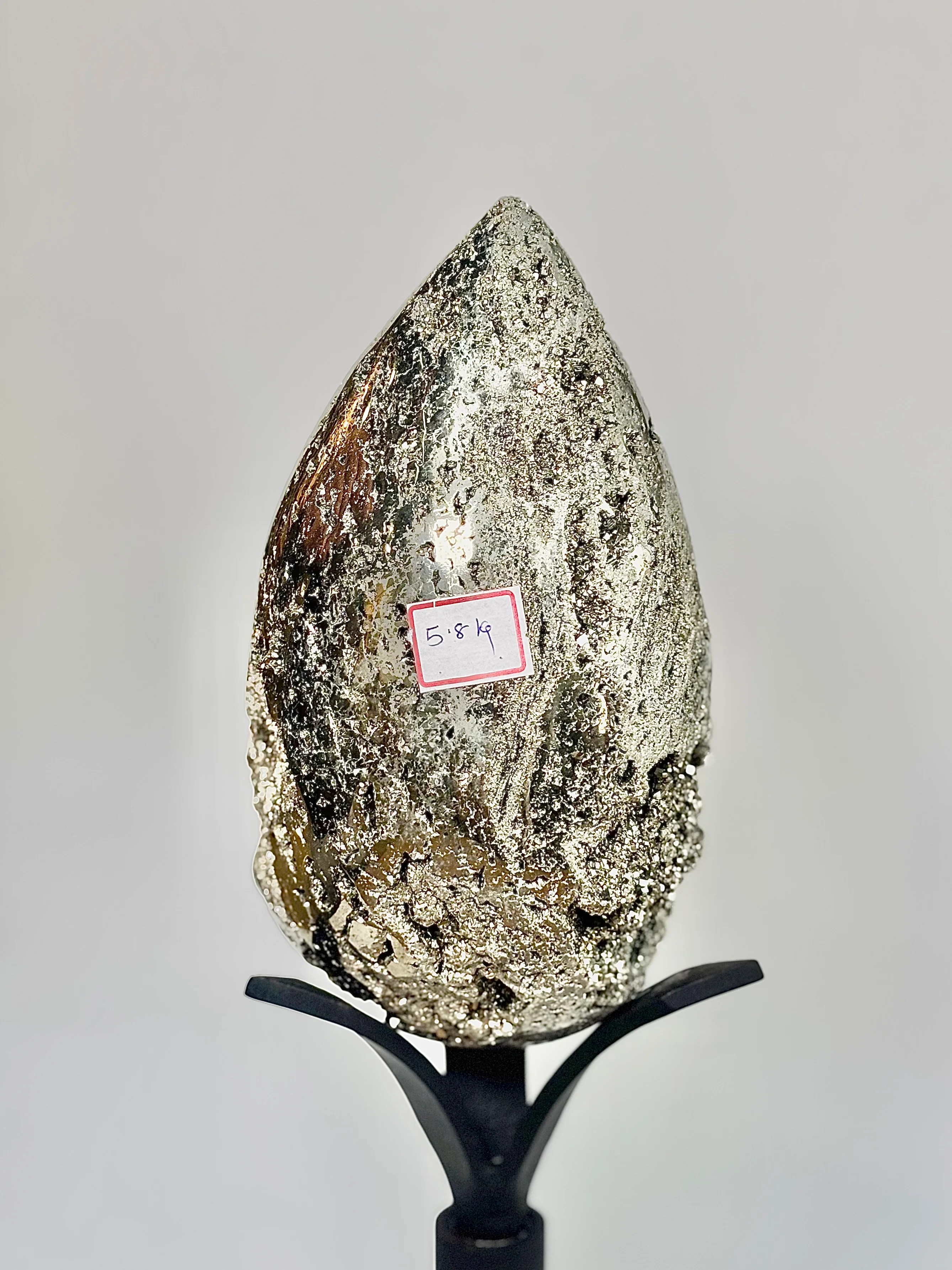 Extra Large Peruvian Pyrite Druzy Egg Carving 5.8 Kg – Abundance & Prosperity - Image 6