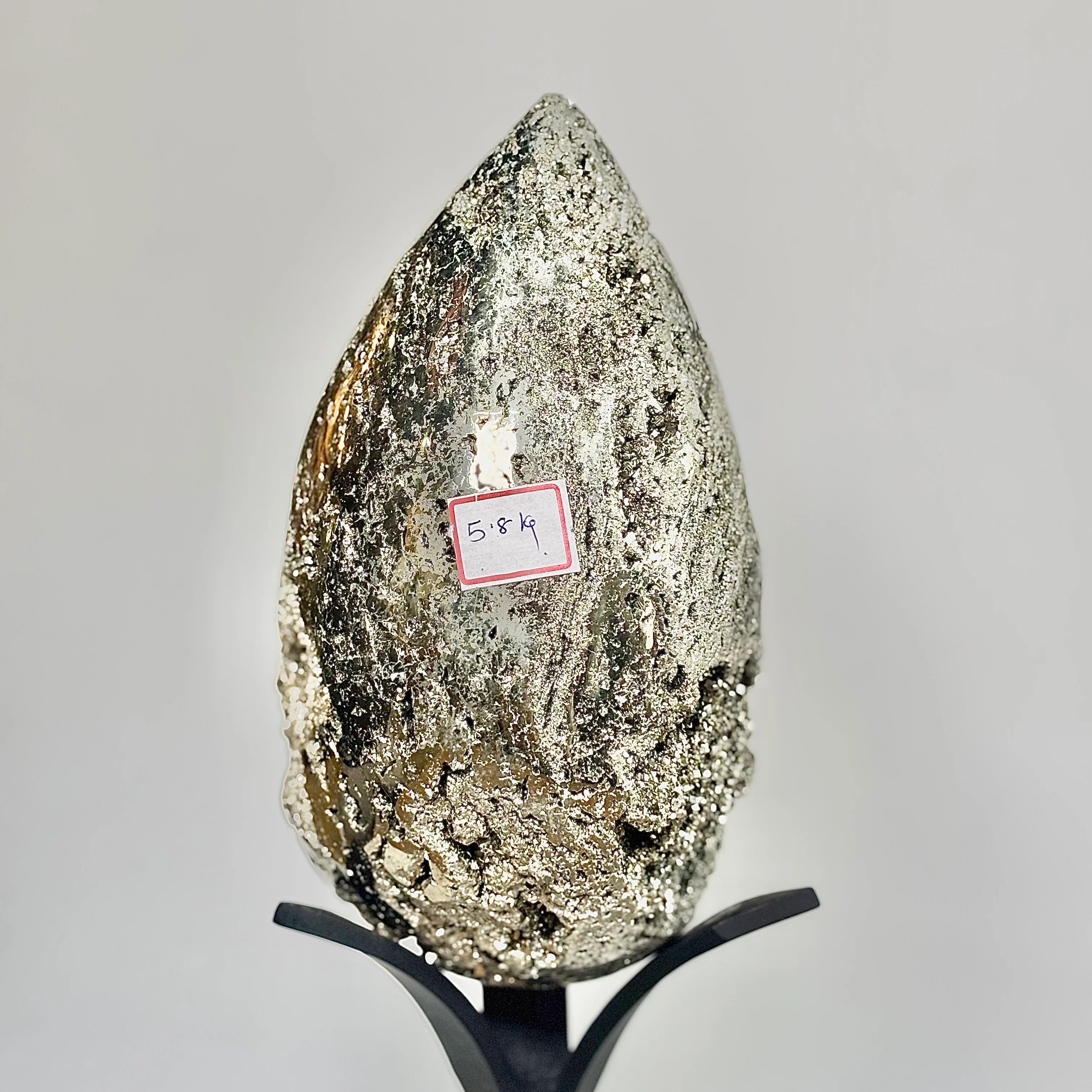 Extra Large Peruvian Pyrite Druzy Egg Carving 5.8 Kg – Abundance & Prosperity - Image 7