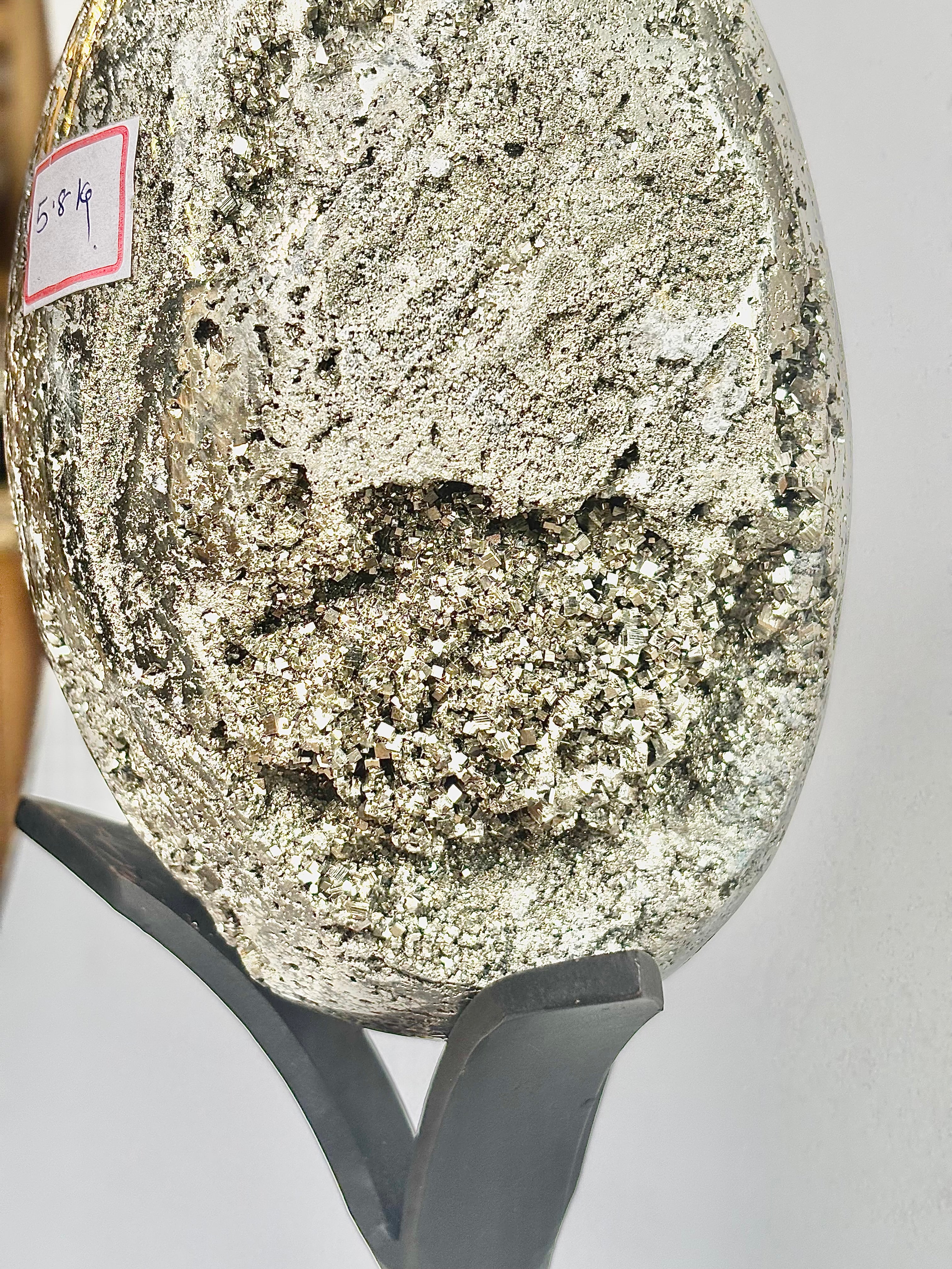 Extra Large Peruvian Pyrite Druzy Egg Carving 5.8 Kg – Abundance & Prosperity - Image 9