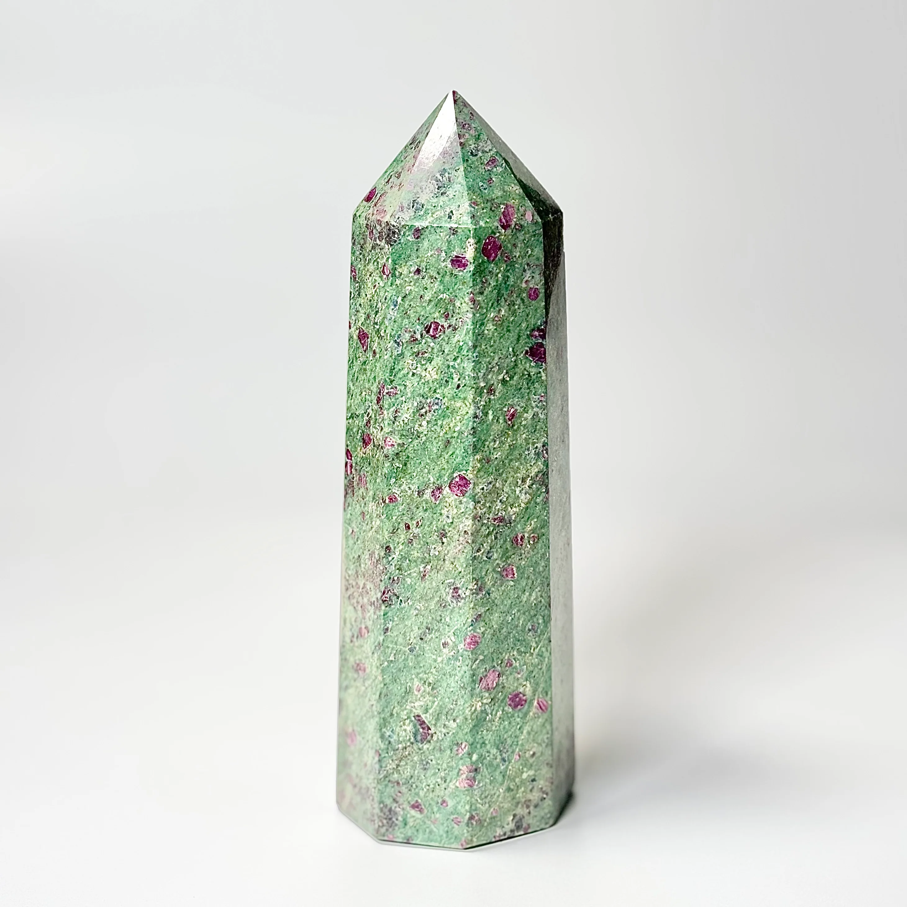 Eight Facet Ruby Fuchsite Tower – 700g - Vivid Colour & Harmonised Form