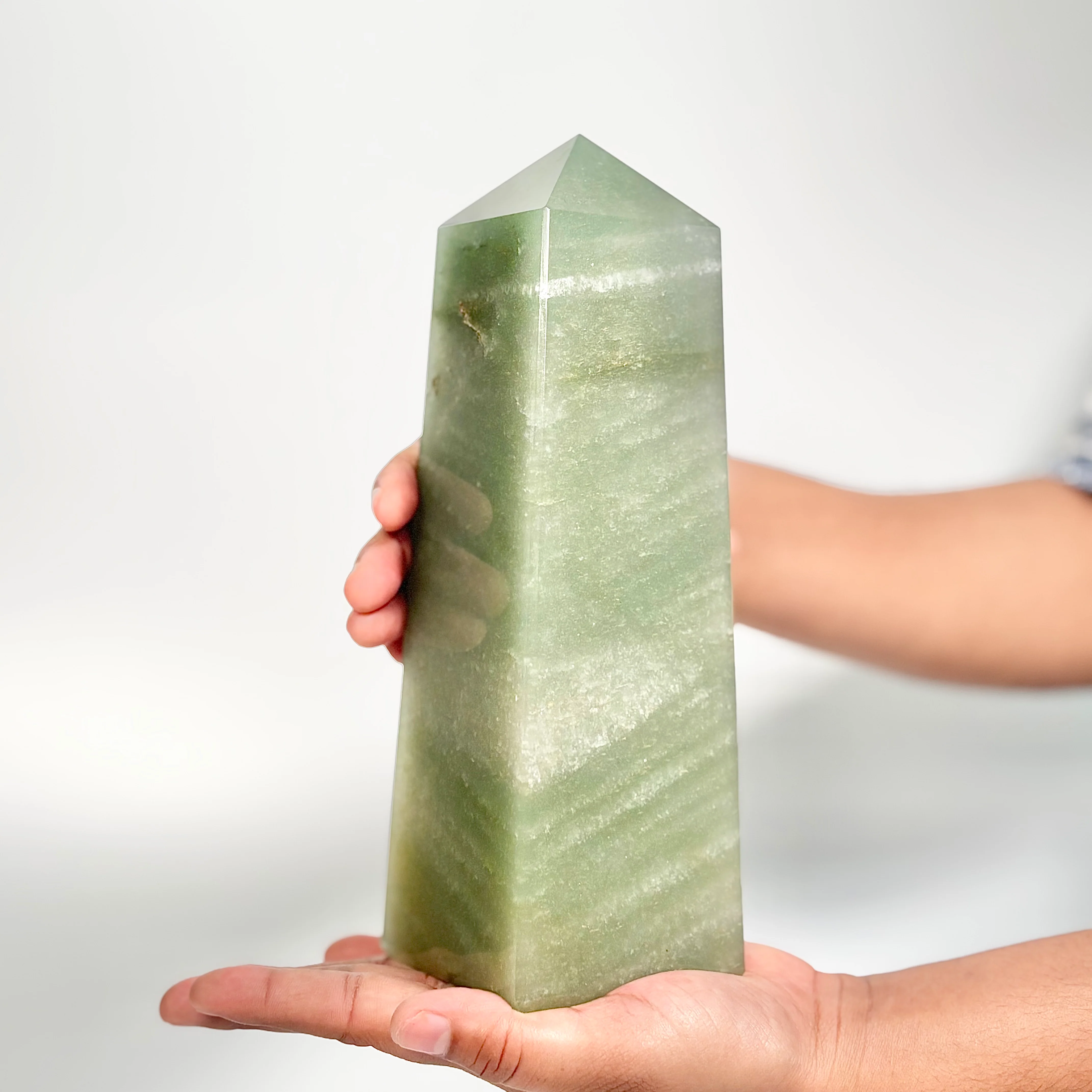 Green Aventurine Four-Facet Tower – 1747g - Attract Luck • Inspire Growth • Help Heart Chakra