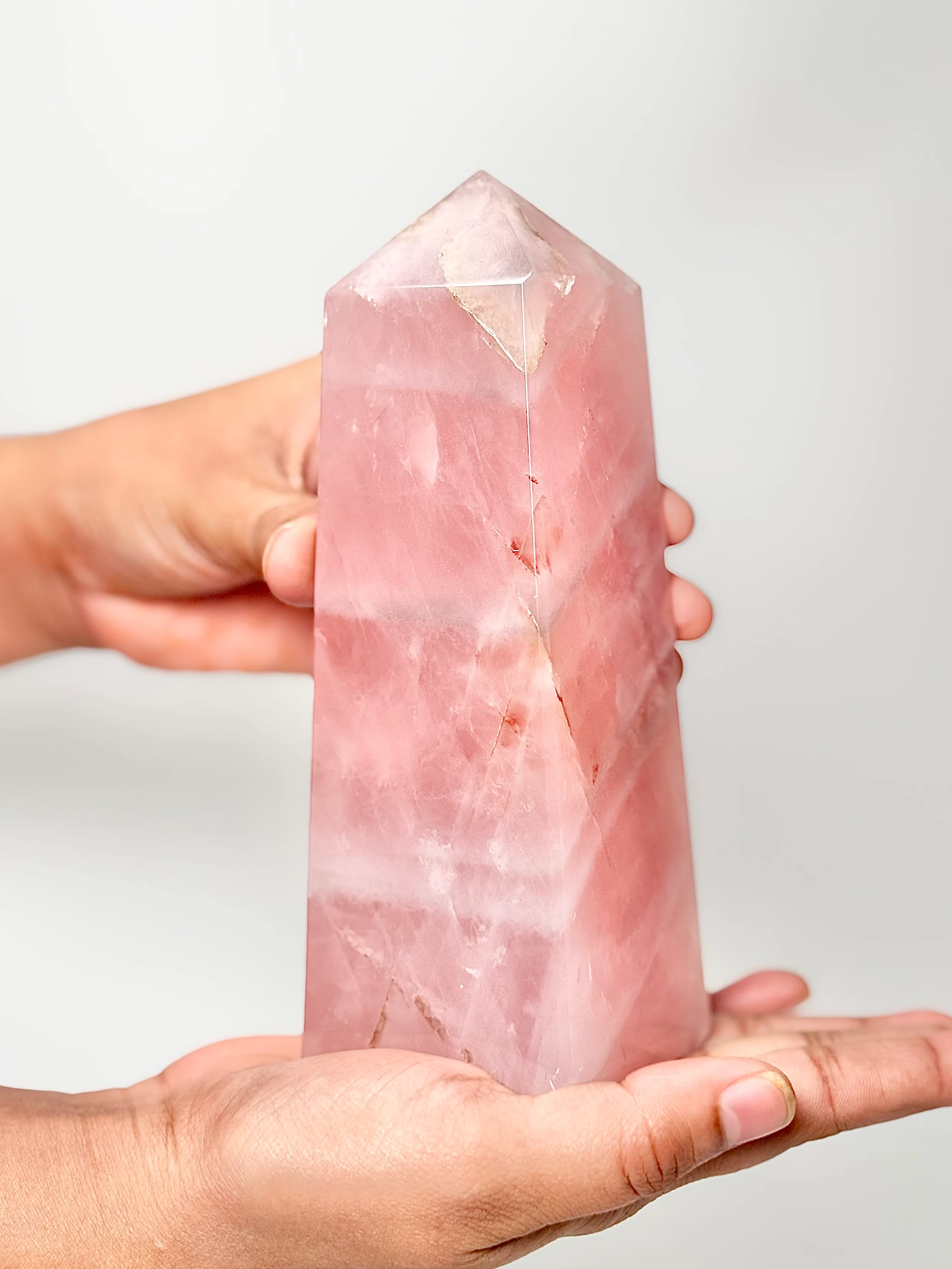 Four Facet Rose Quartz Tower – 820g - Soft Elegance & Balanced Design - Image 2