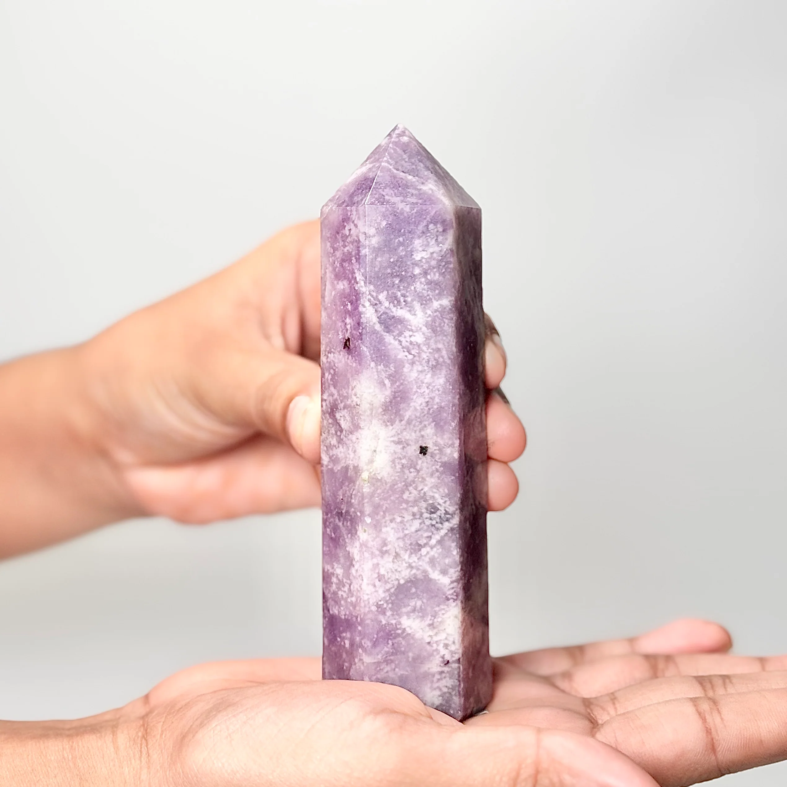 Eight Facet Lepidolite Tower – 200g - Gentle Presence & Refined Balance - Image 2