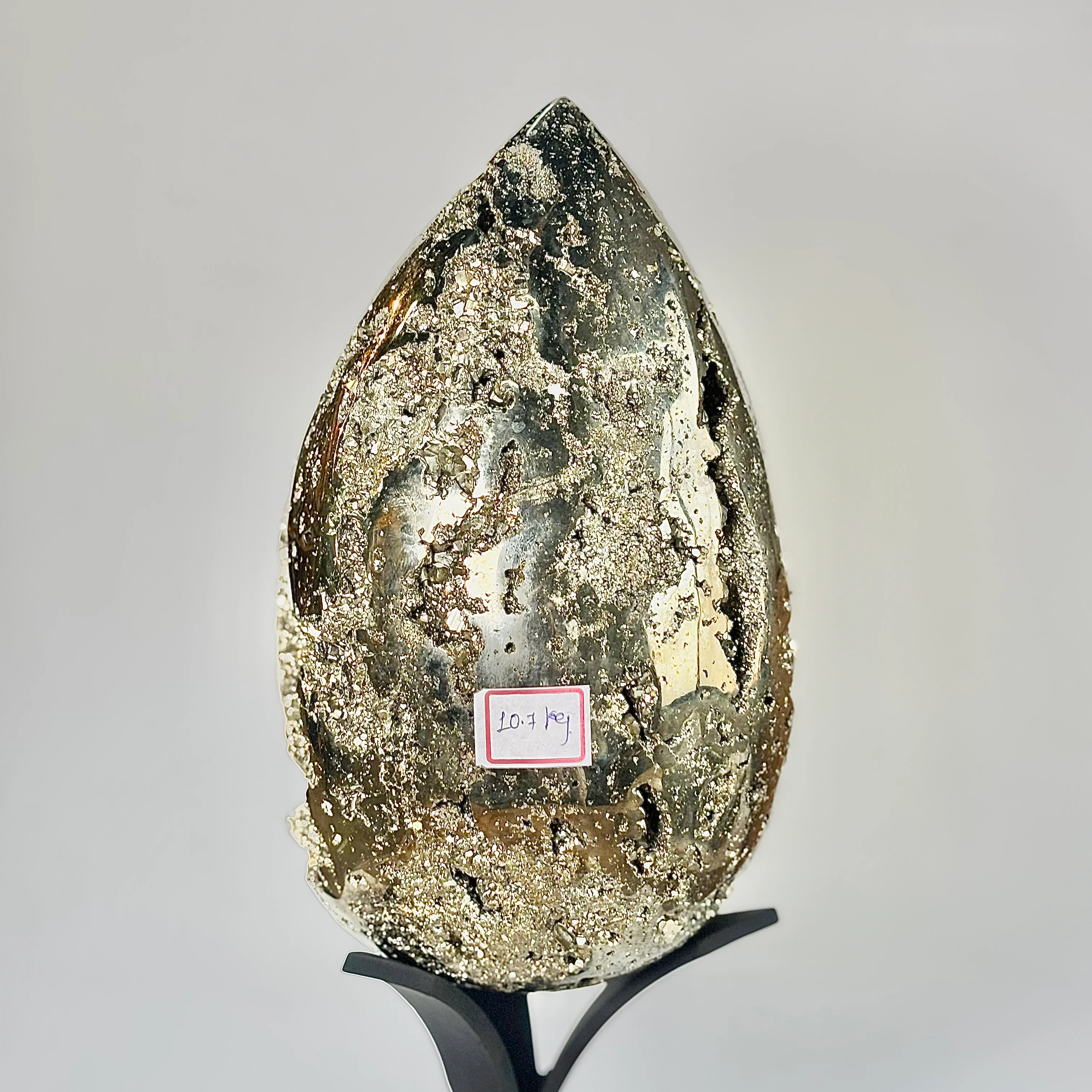 Extra Large Peruvian Pyrite Druzy Egg Carving 10.7 Kg – Abundance & Prosperity - Image 3