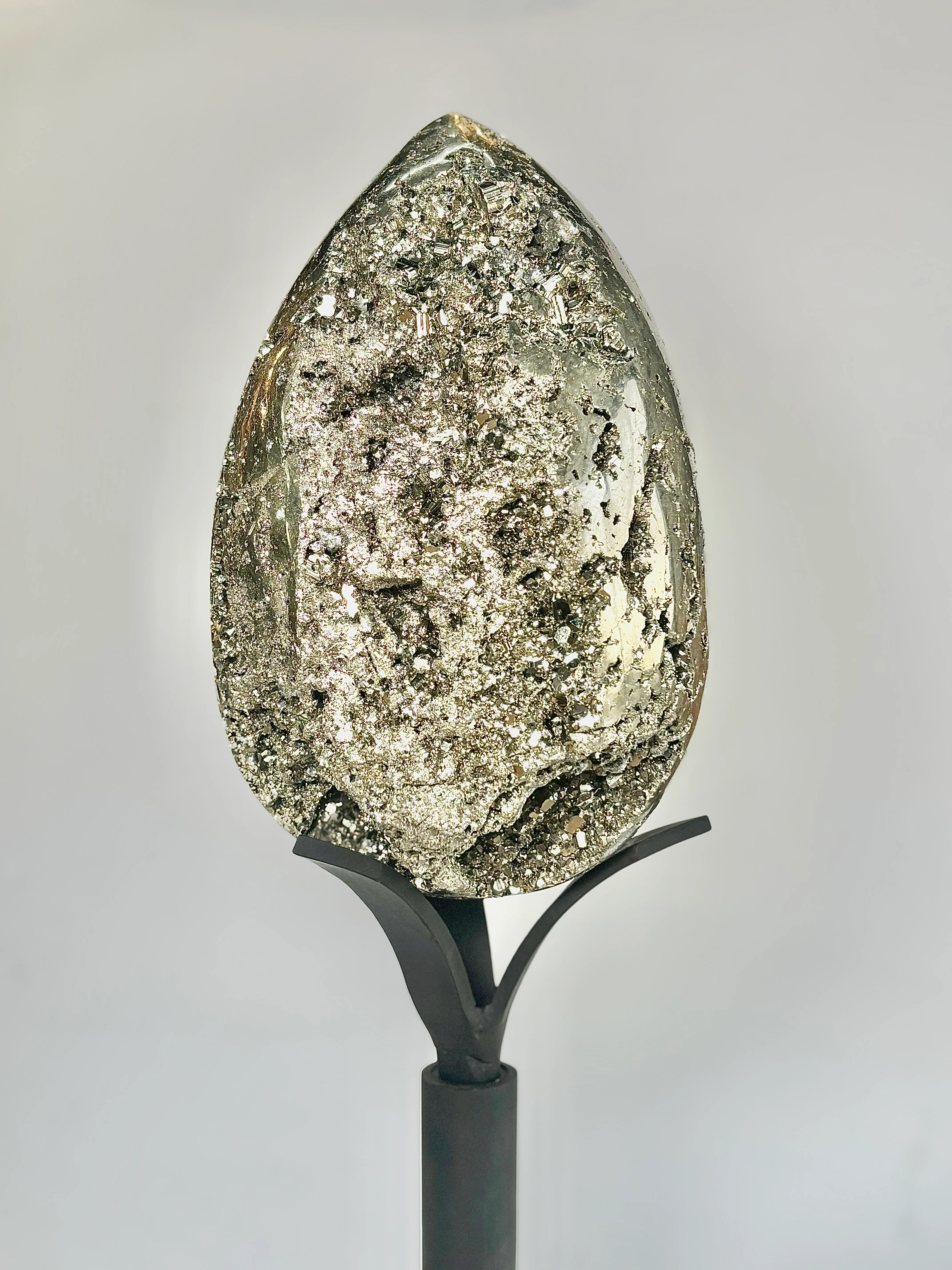 Extra Large Peruvian Pyrite Druzy Egg Carving 10.2 Kg – Abundance & Prosperity - Image 11
