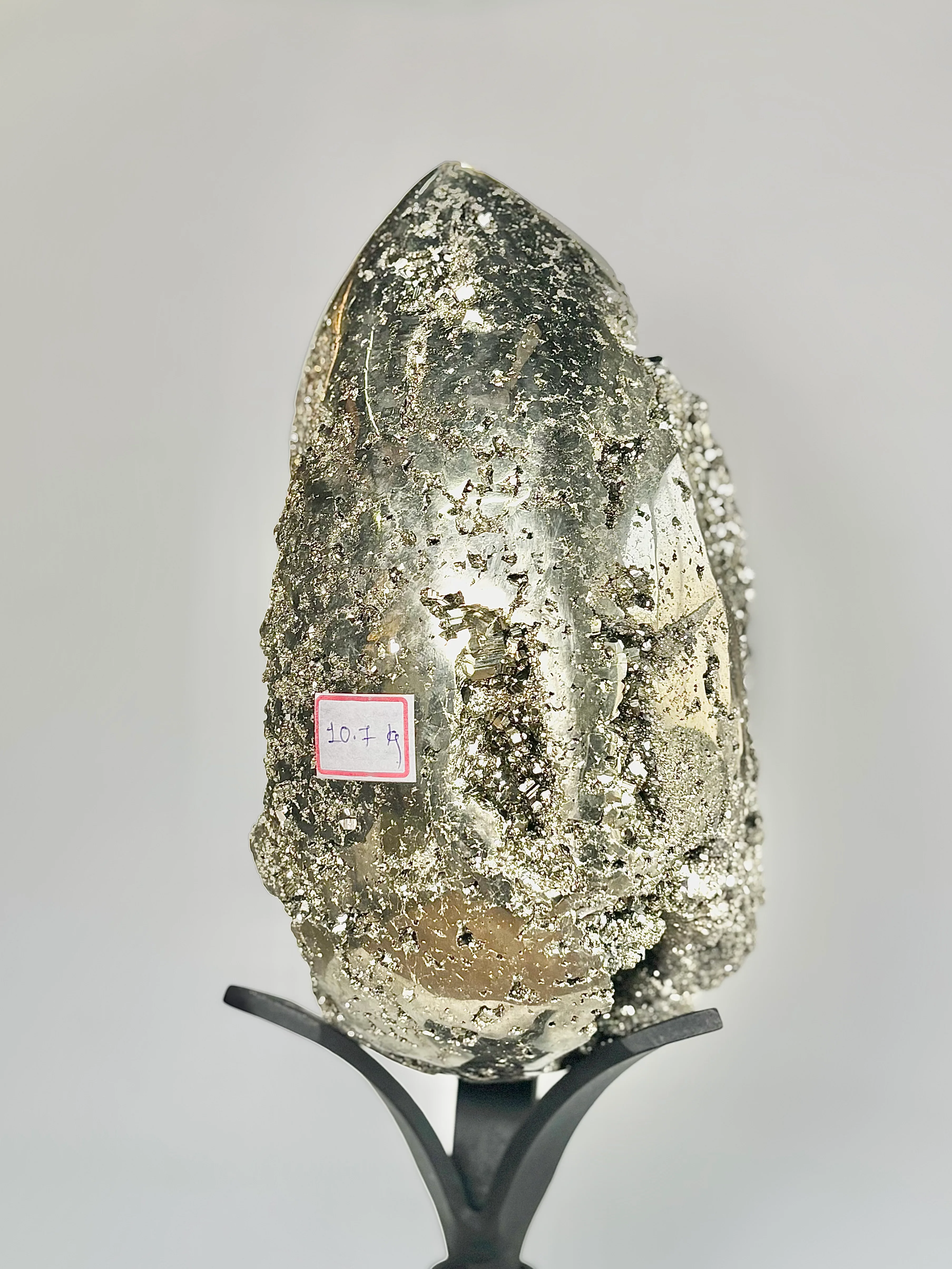 Extra Large Peruvian Pyrite Druzy Egg Carving 10.2 Kg – Abundance & Prosperity - Image 12