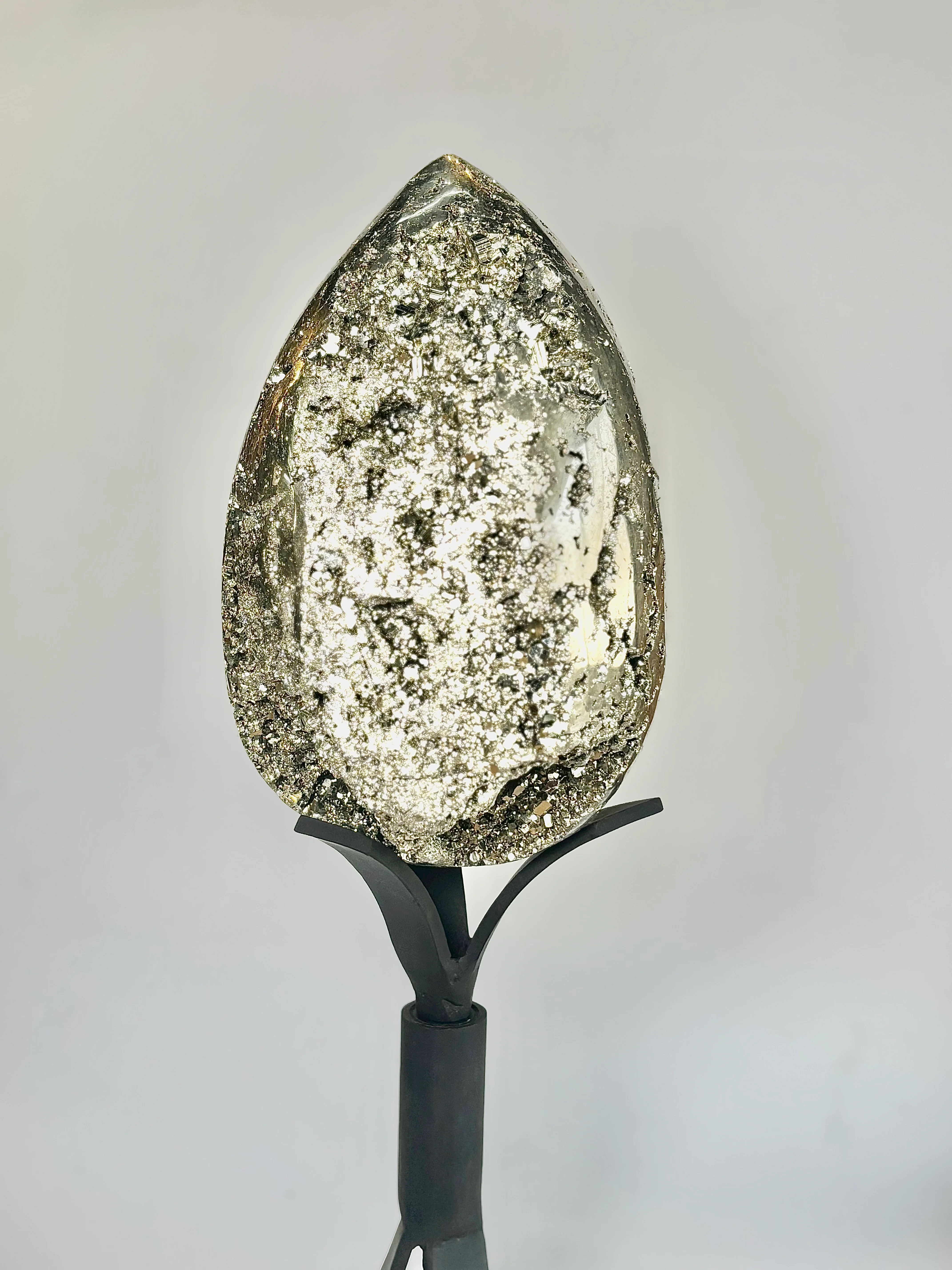 Extra Large Peruvian Pyrite Druzy Egg Carving 10.2 Kg – Abundance & Prosperity - Image 13