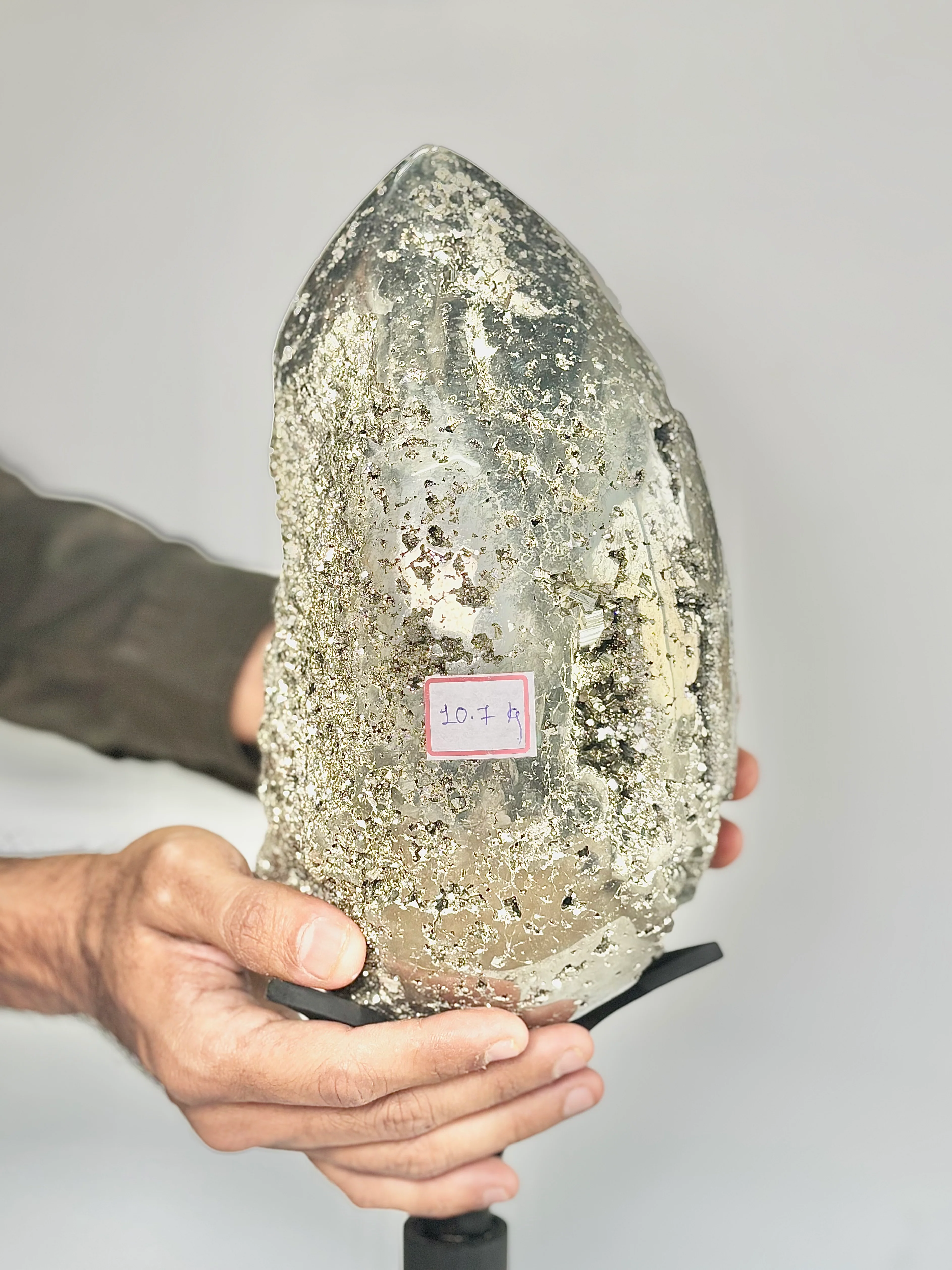 Extra Large Peruvian Pyrite Druzy Egg Carving 10.2 Kg – Abundance & Prosperity - Image 2