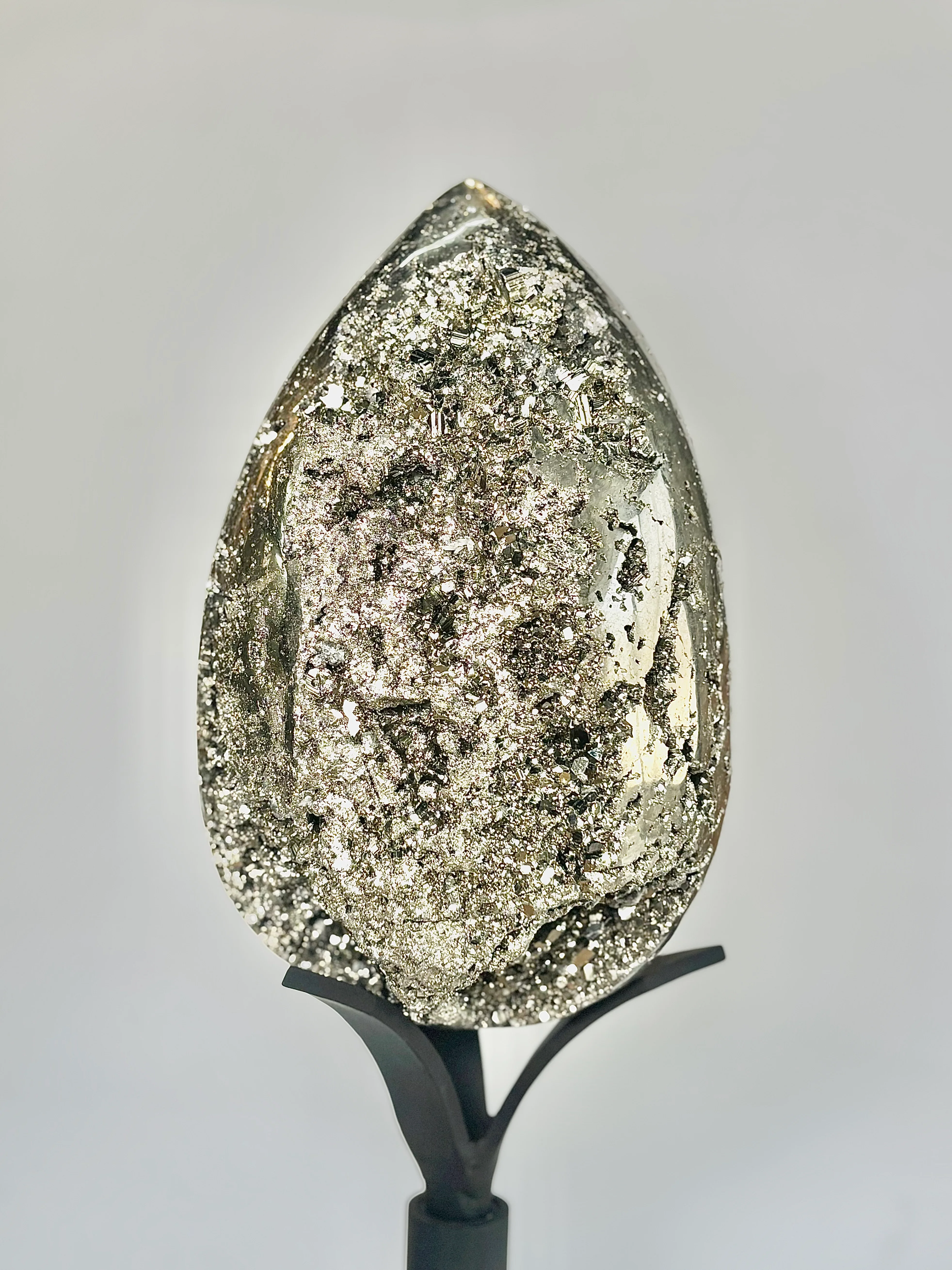 Extra Large Peruvian Pyrite Druzy Egg Carving 10.2 Kg – Abundance & Prosperity - Image 4