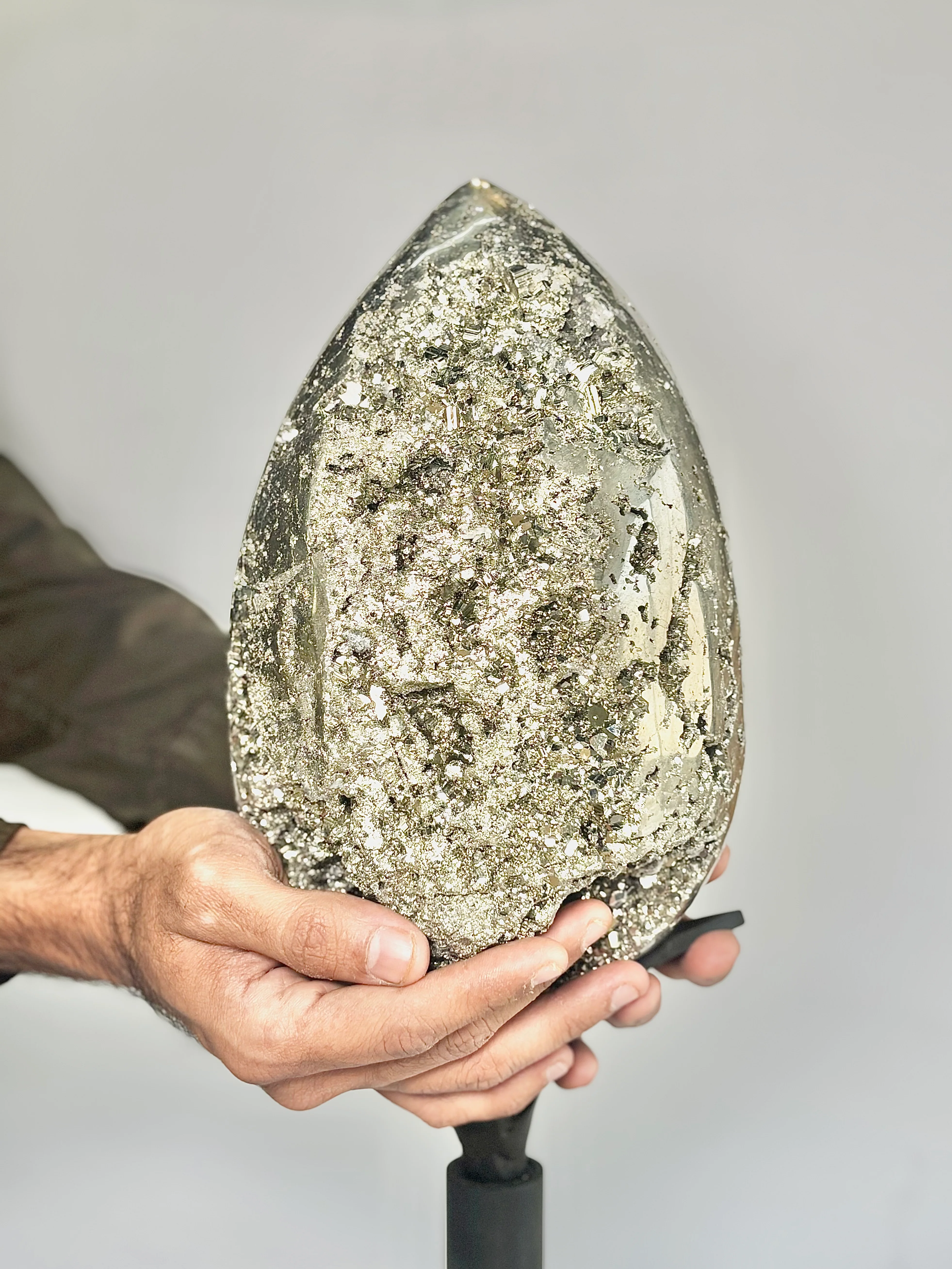 Extra Large Peruvian Pyrite Druzy Egg Carving 10.2 Kg – Abundance & Prosperity - Image 5
