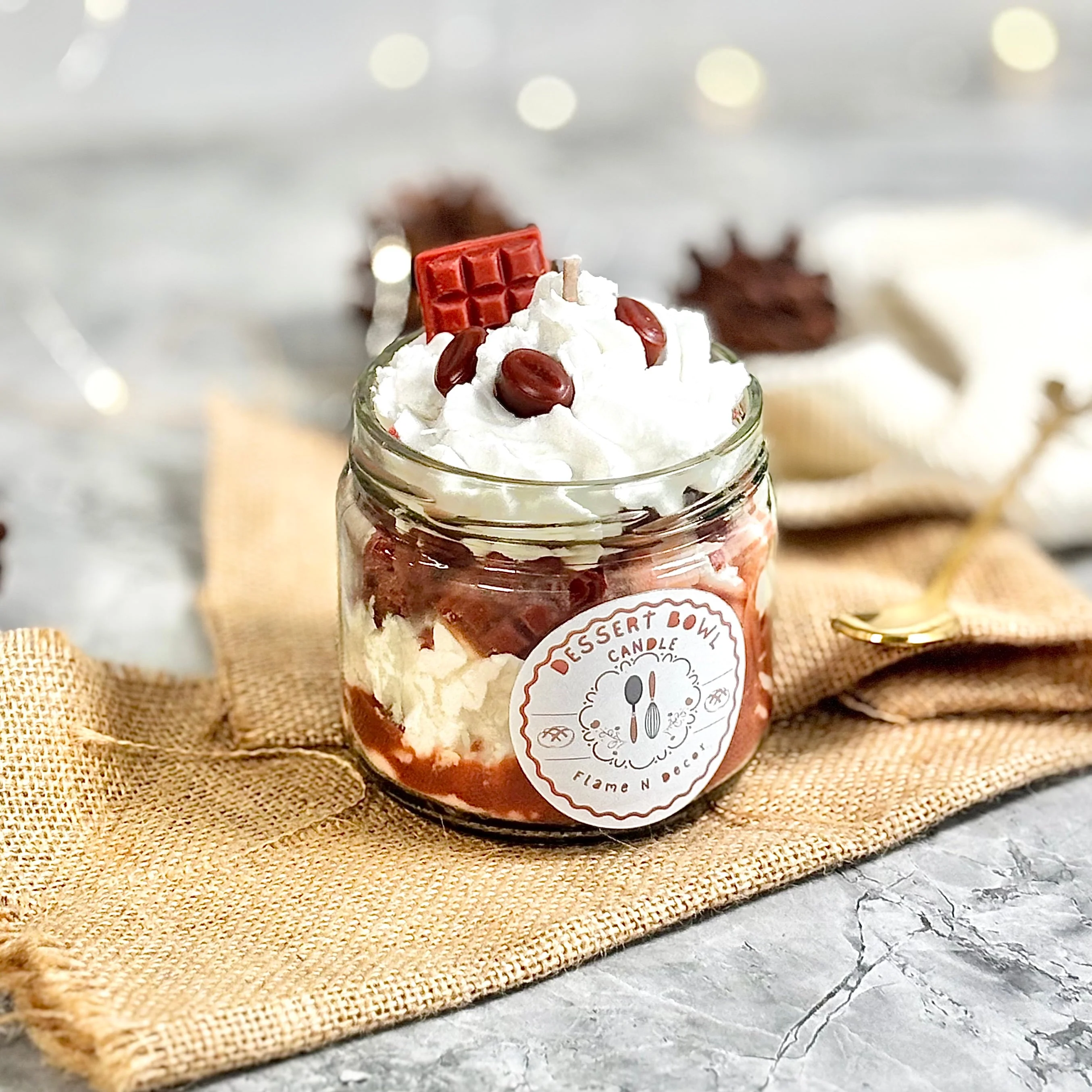 Choco Coffee Cheesecake Dessert Candle - 220g - Image 6
