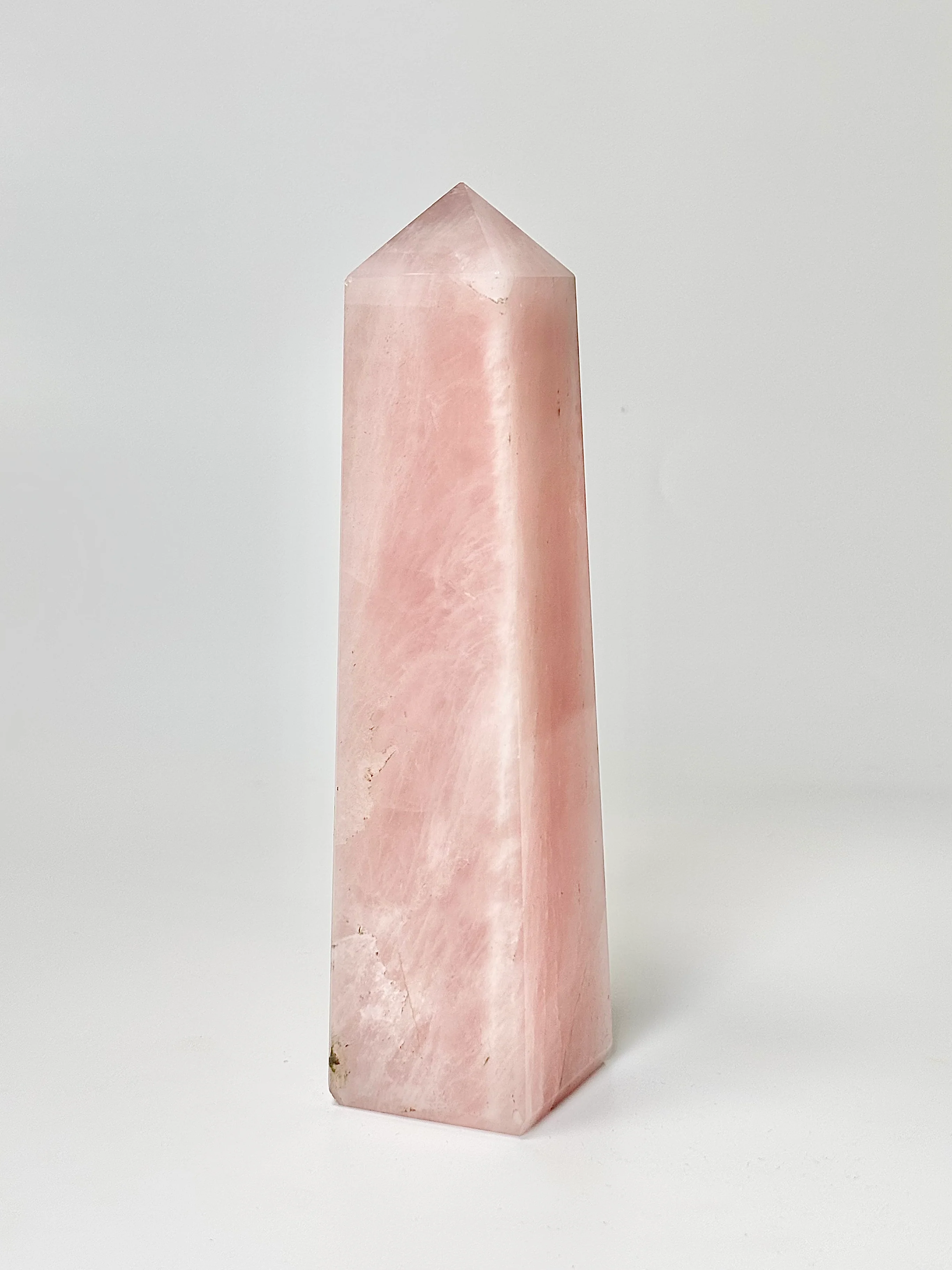 Four Facet Rose Quartz Tower – 630g - Soft Elegance & Balanced Design