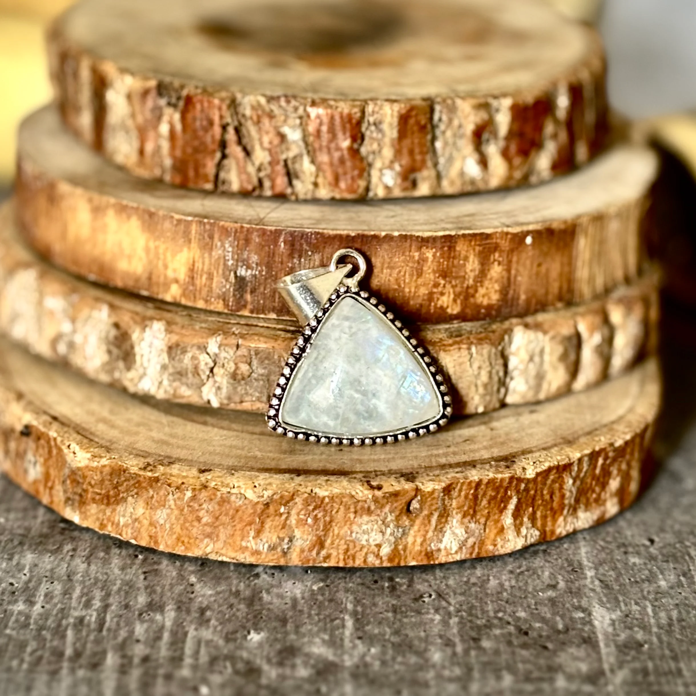 Rainbow moonstone Pendant with Black Cord | Cultivates Compassion & empathy - Image 2