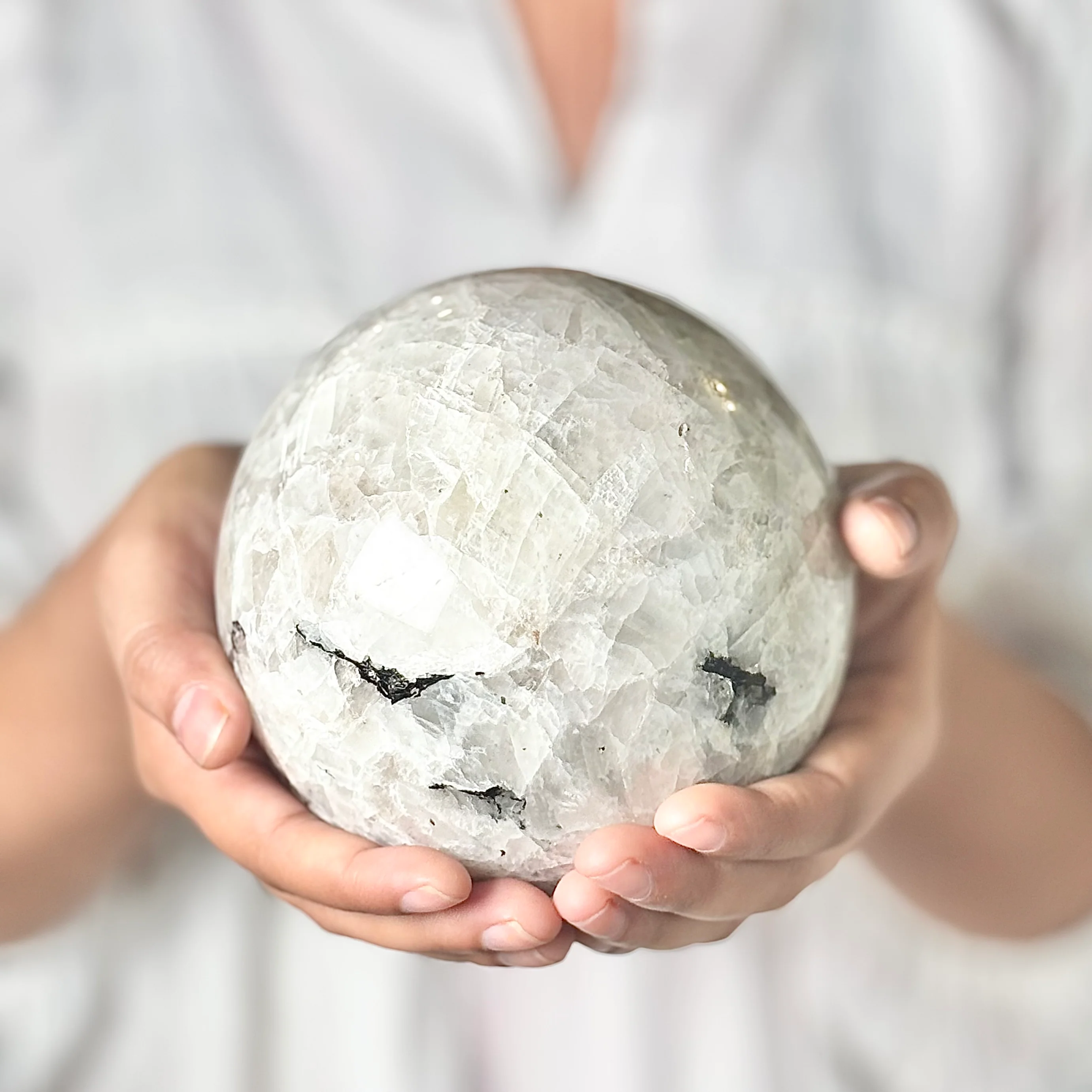 Rainbow Moonstone Sphere – Large - 2210 Gm | Cultivates Compassion & empathy - Image 4