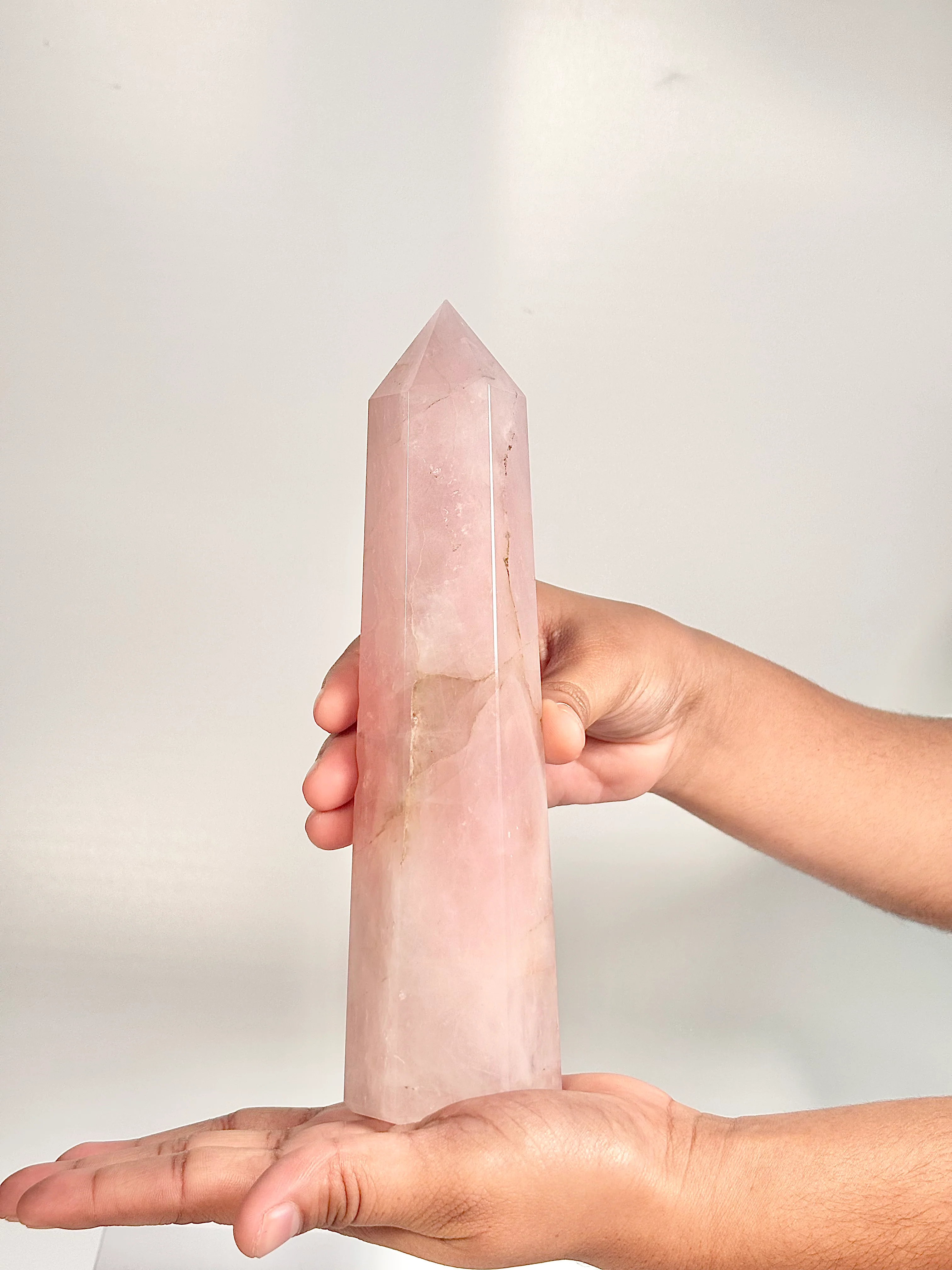 Rose Quartz Six-Facet Tower – 613g - Attract Love • Heal Emotionally • Radiate Compassion - Image 5