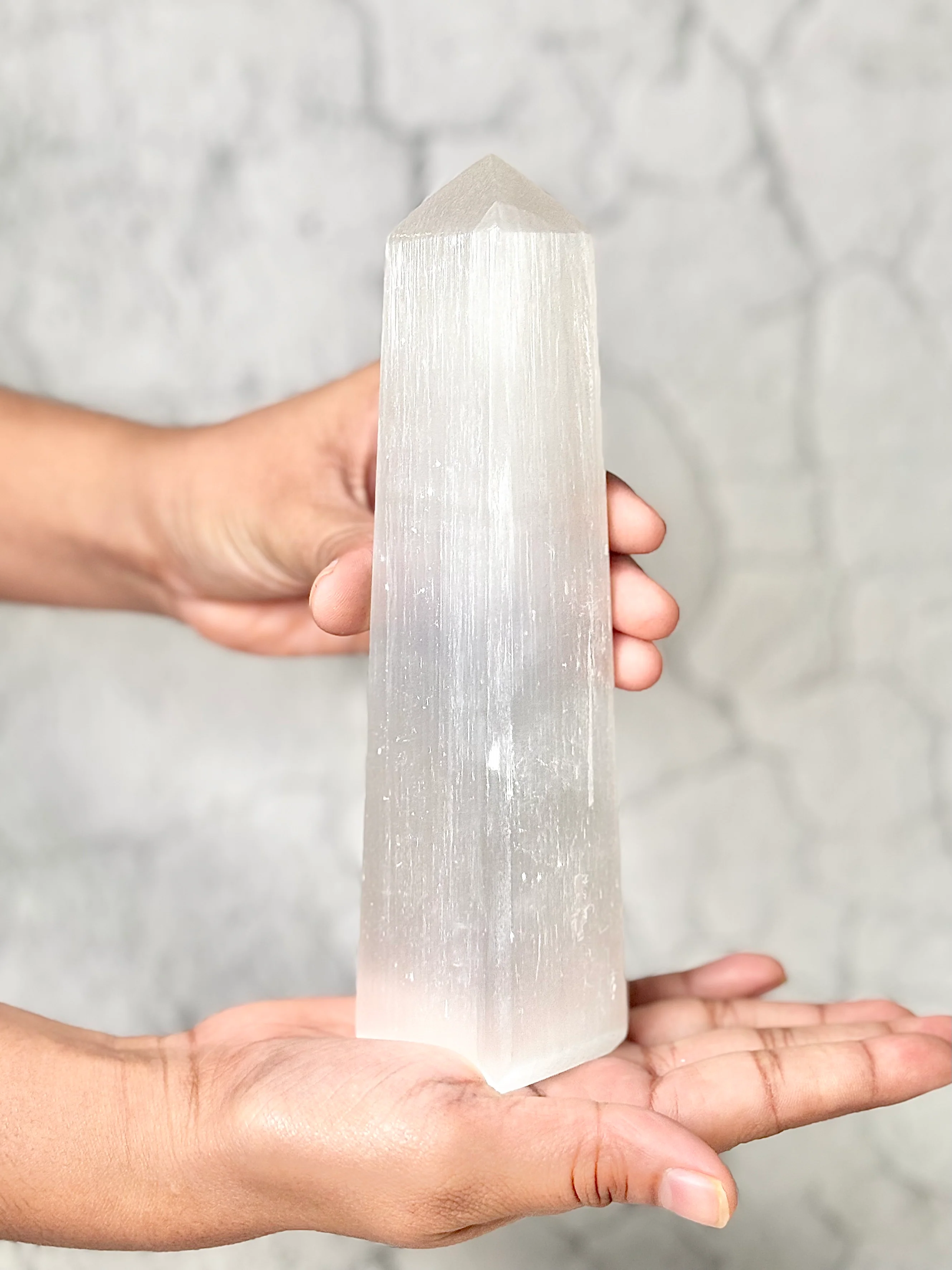 Four Facet Selenite Tower – 460g - Soft Glow & Balanced Form - Image 2