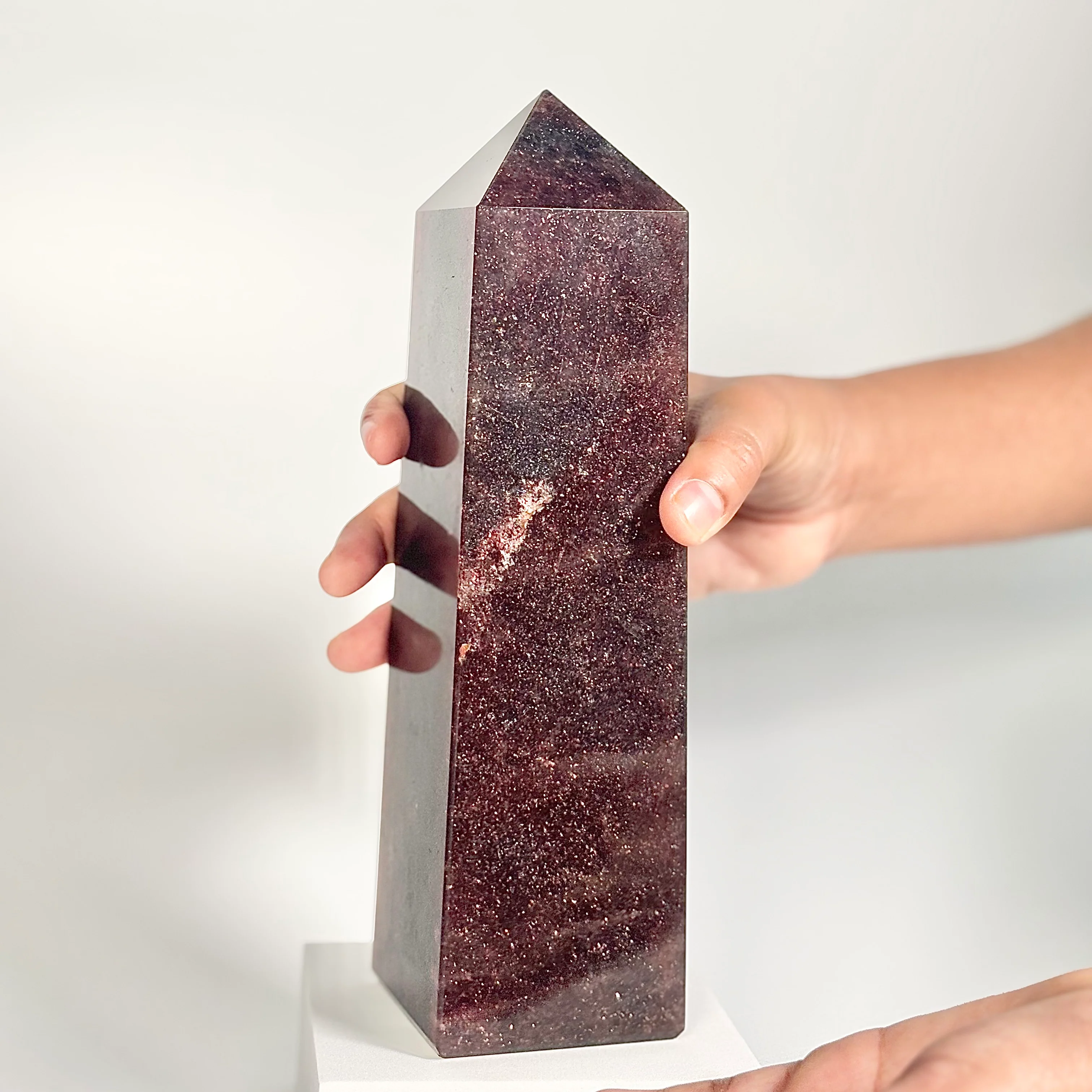 Strawberry Quartz Four-Facet Tower – 1630g - Heart Chakra • Radiate Love • Embrace Joy - Image 3