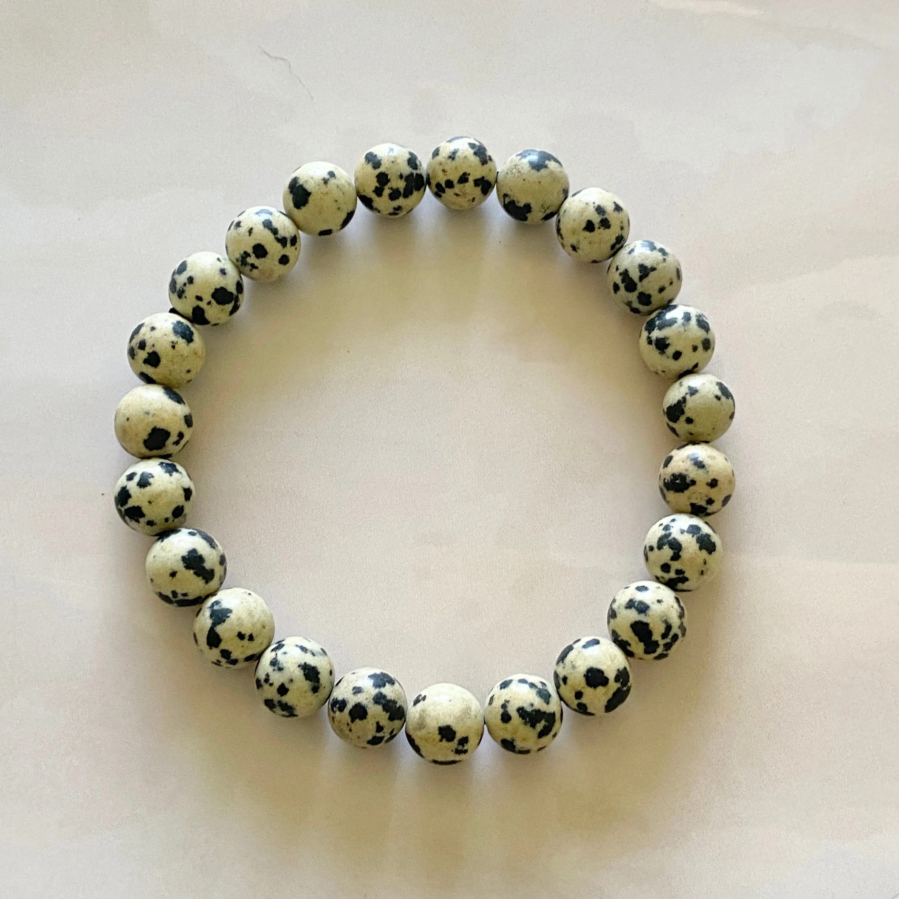 Dalmatian Jasper Bead Bracelet - 8mm | Promotes Joy & Release Negativity - Image 3