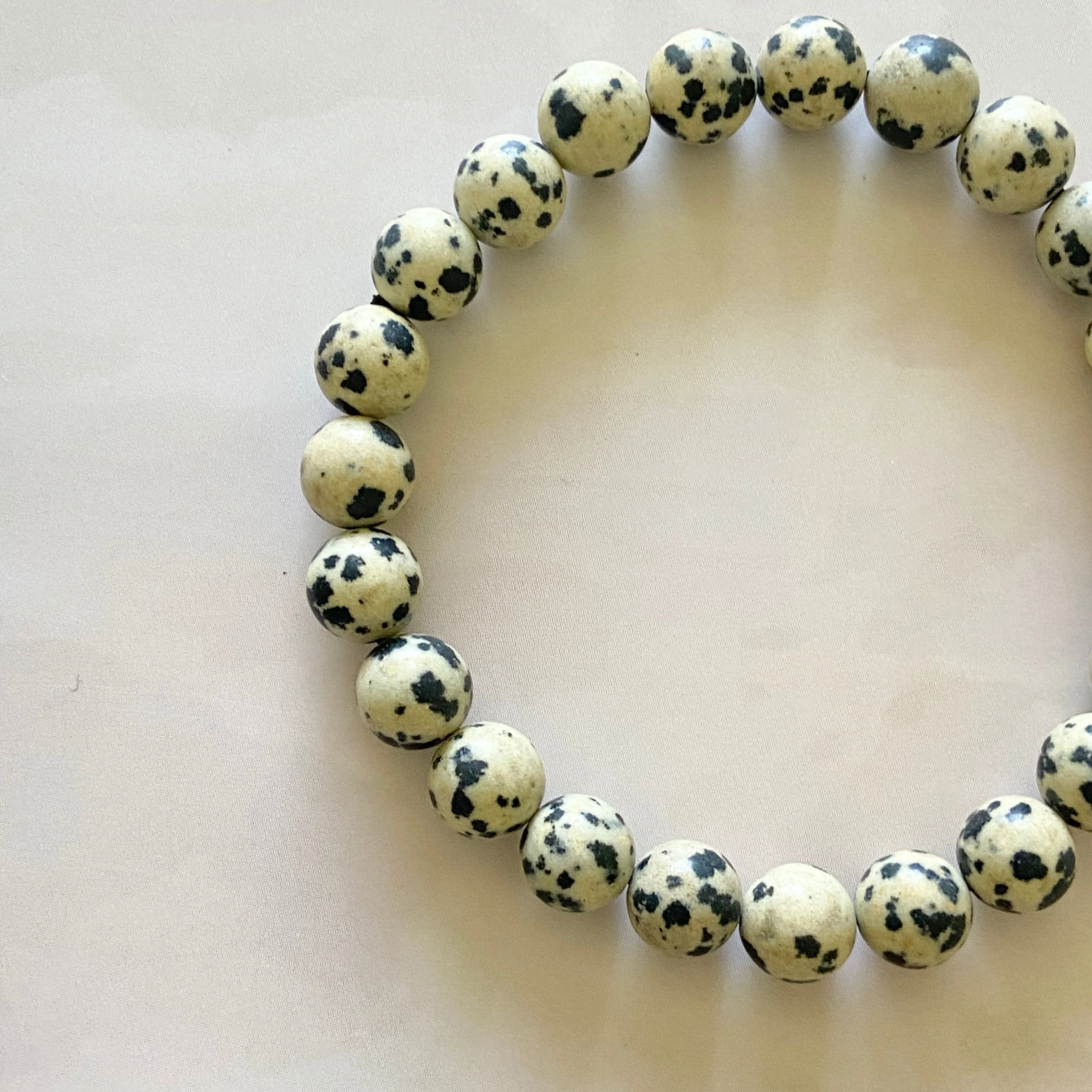 Dalmatian Jasper Bead Bracelet - 8mm | Promotes Joy & Release Negativity - Image 4