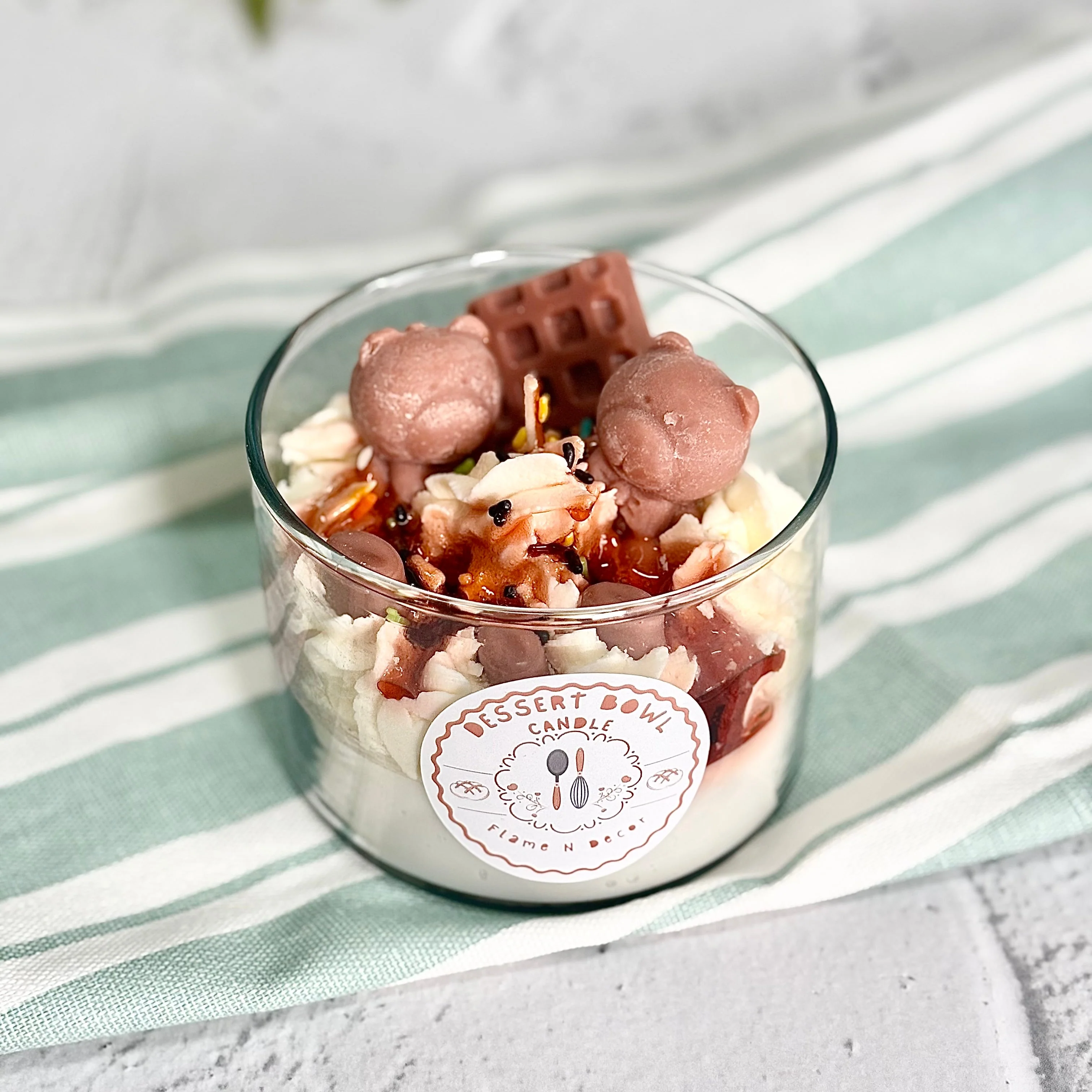 Dessert Bowl with Teddy & Chocolates Decorative Soy Scented Candle - Image 2