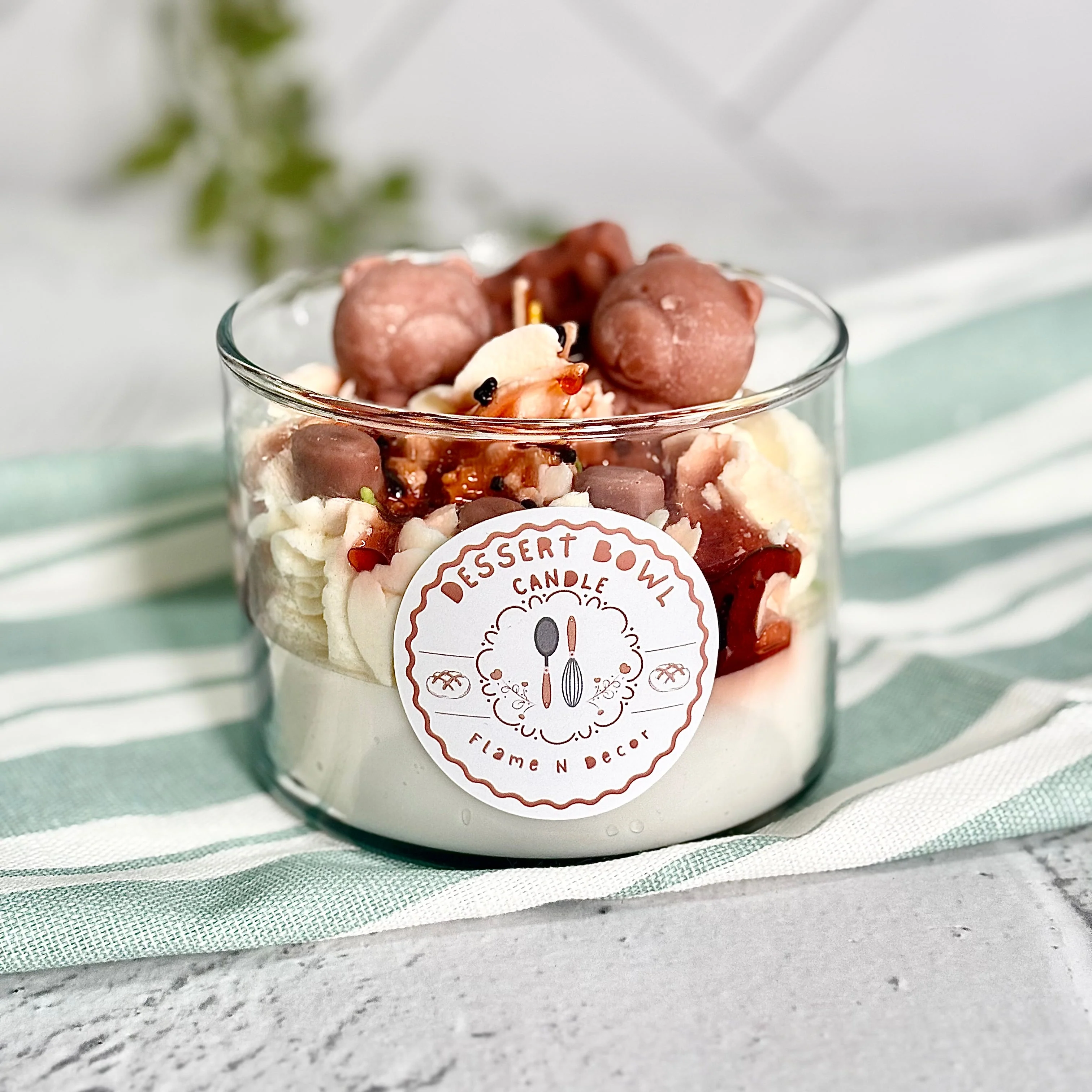 Dessert Bowl with Teddy & Chocolates Decorative Soy Scented Candle - Image 3