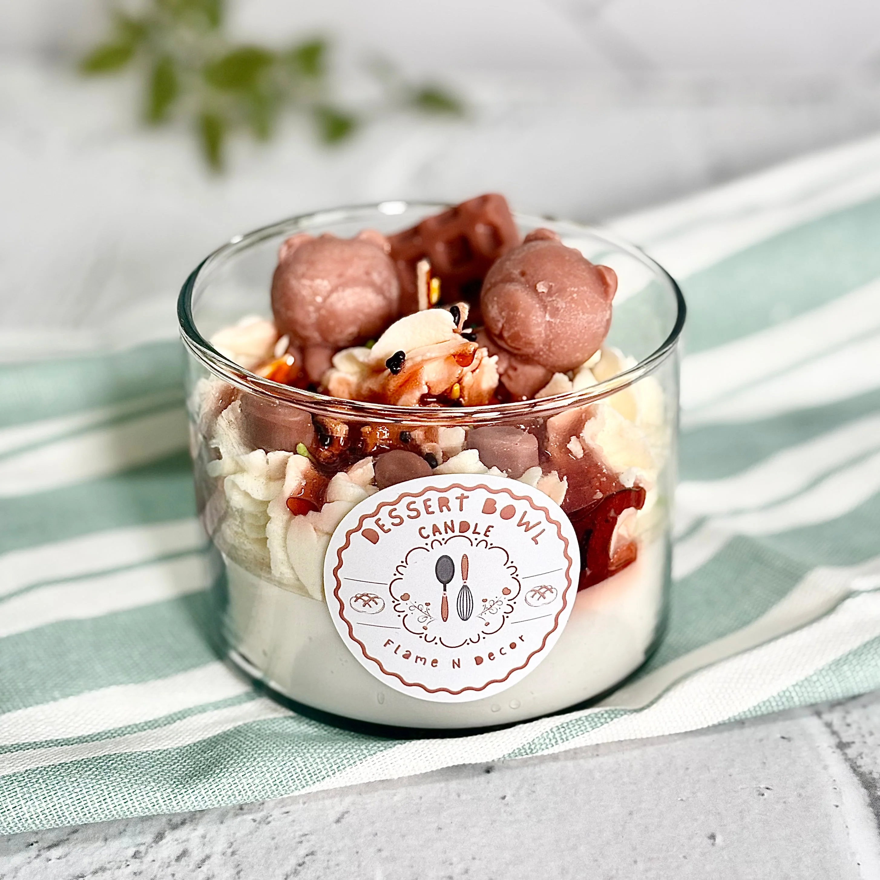 Dessert Bowl with Teddy & Chocolates Decorative Soy Scented Candle - Image 4