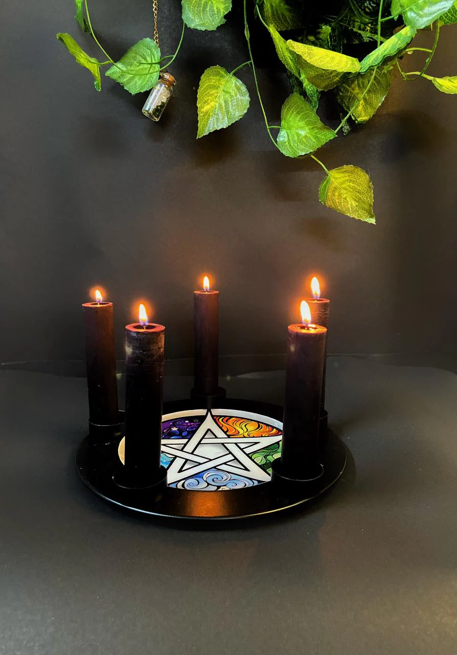 Element Metal Tray with Candle Holder - Image 4