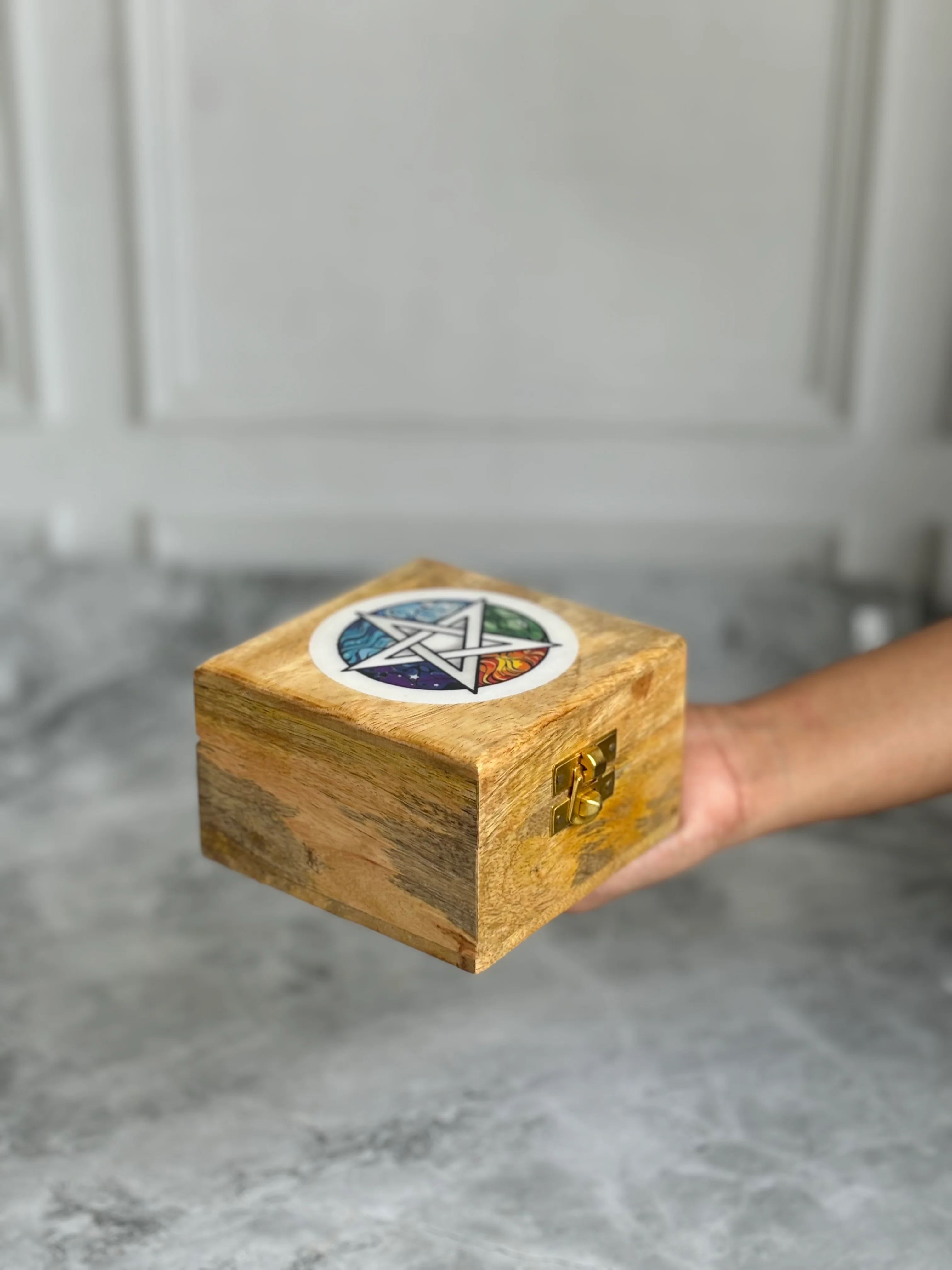 Elementary Pentacle Print wooden box | 4 Inches - Image 4