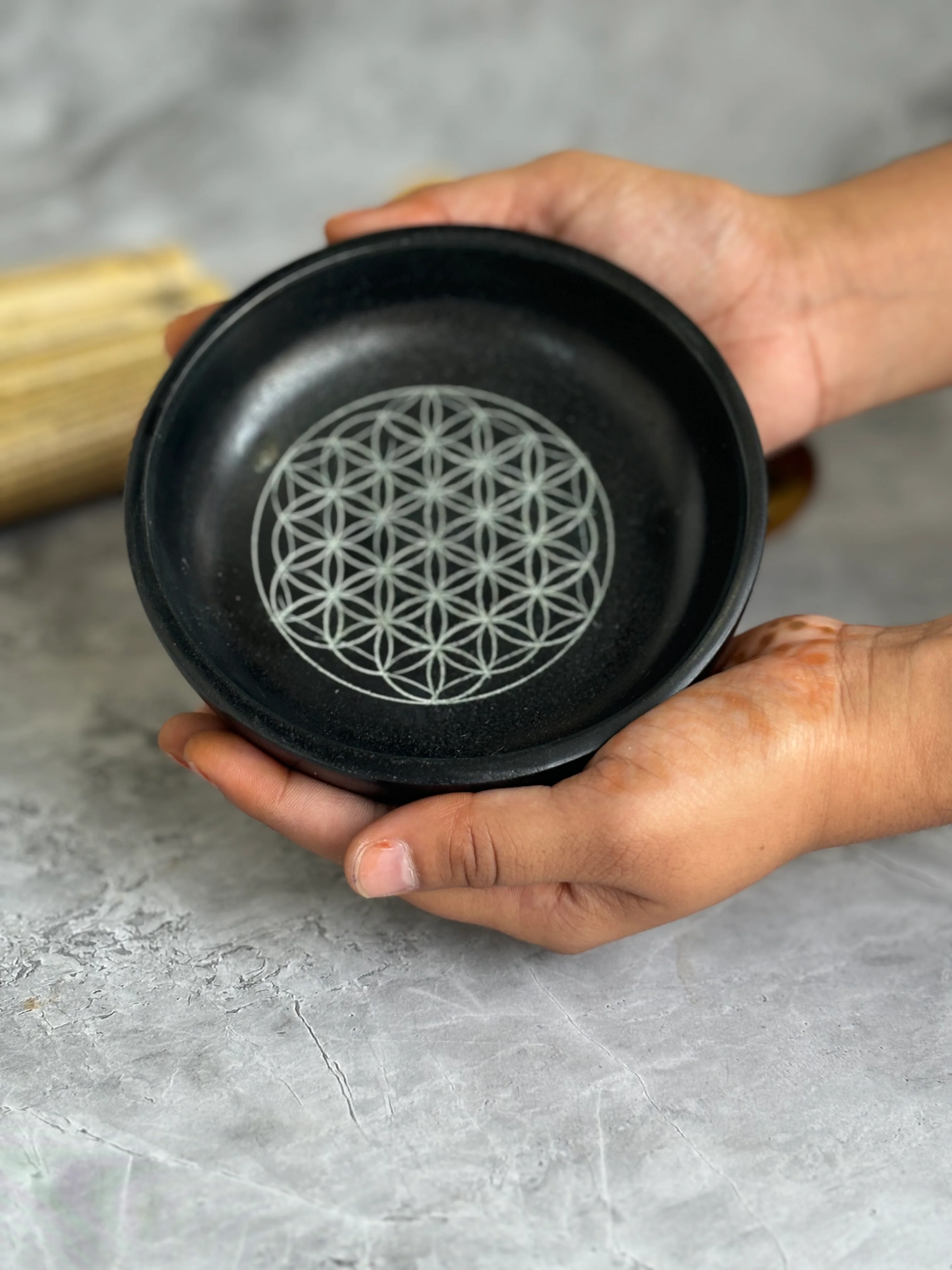 Flower of Life Print Soapstone Bowl - Image 3