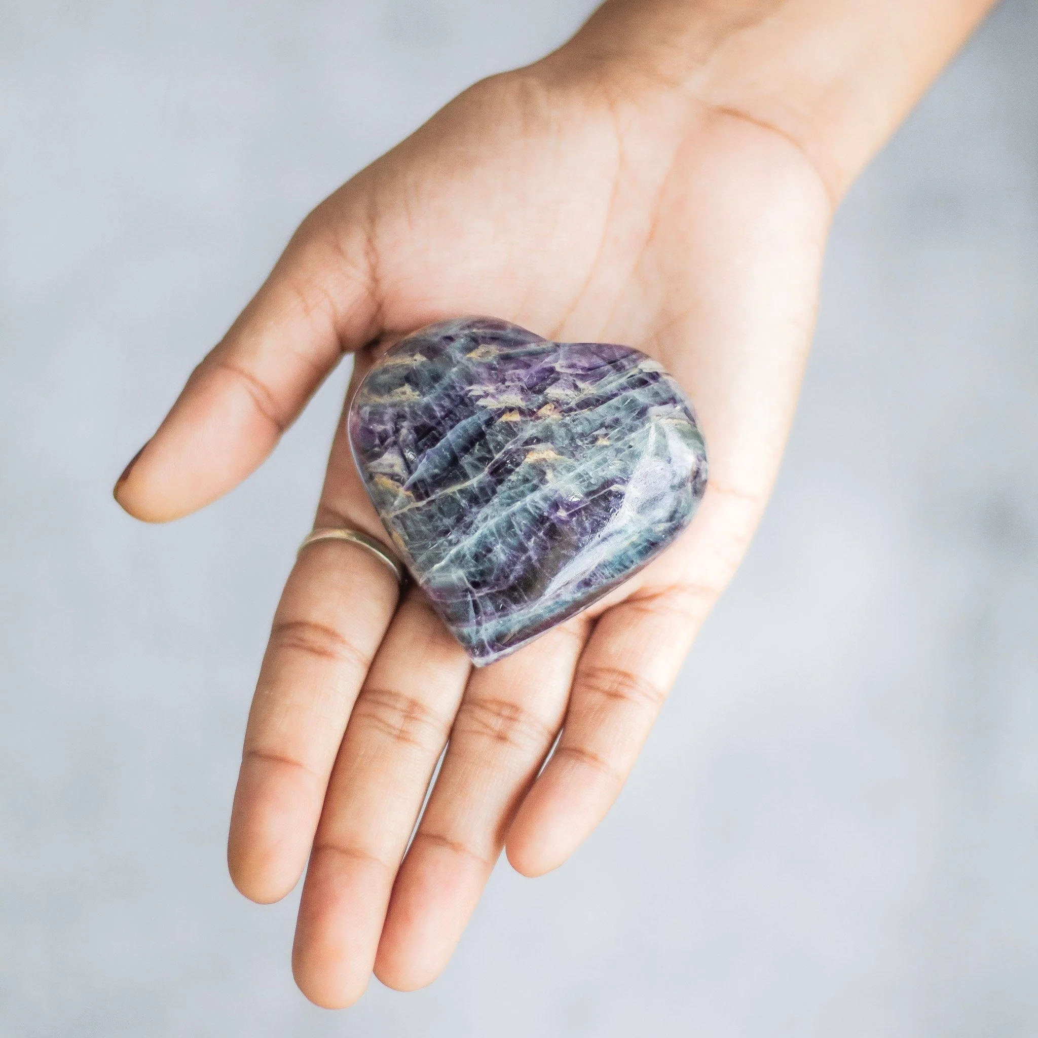 Fluorite Heart (More Purple less green ) - Image 2