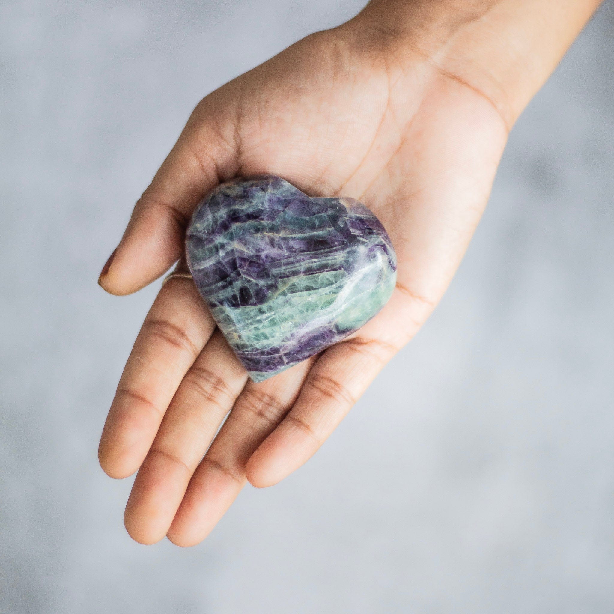Fluorite Heart (More Purple less green ) - Image 3