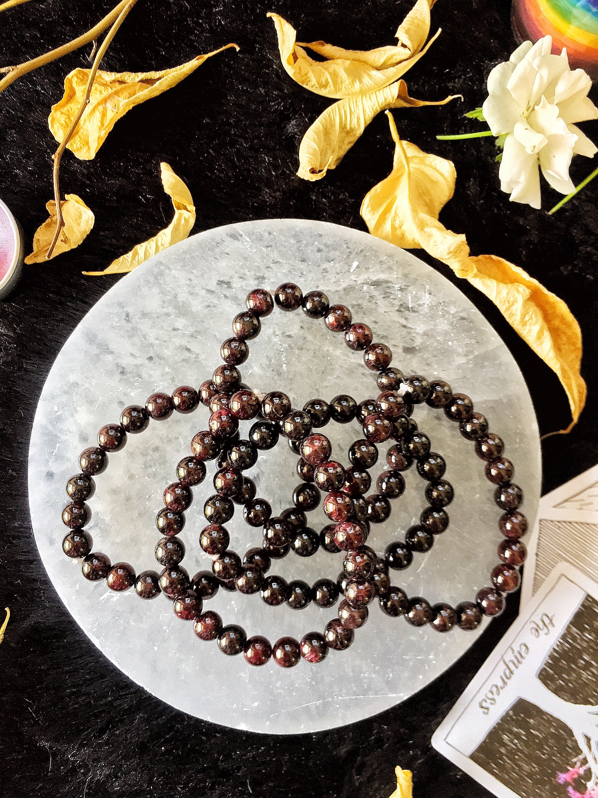 Garnet Bead Bracelet 8mm | Root Chakra , Inspire Love & Strengthen survival Instincts - Image 4