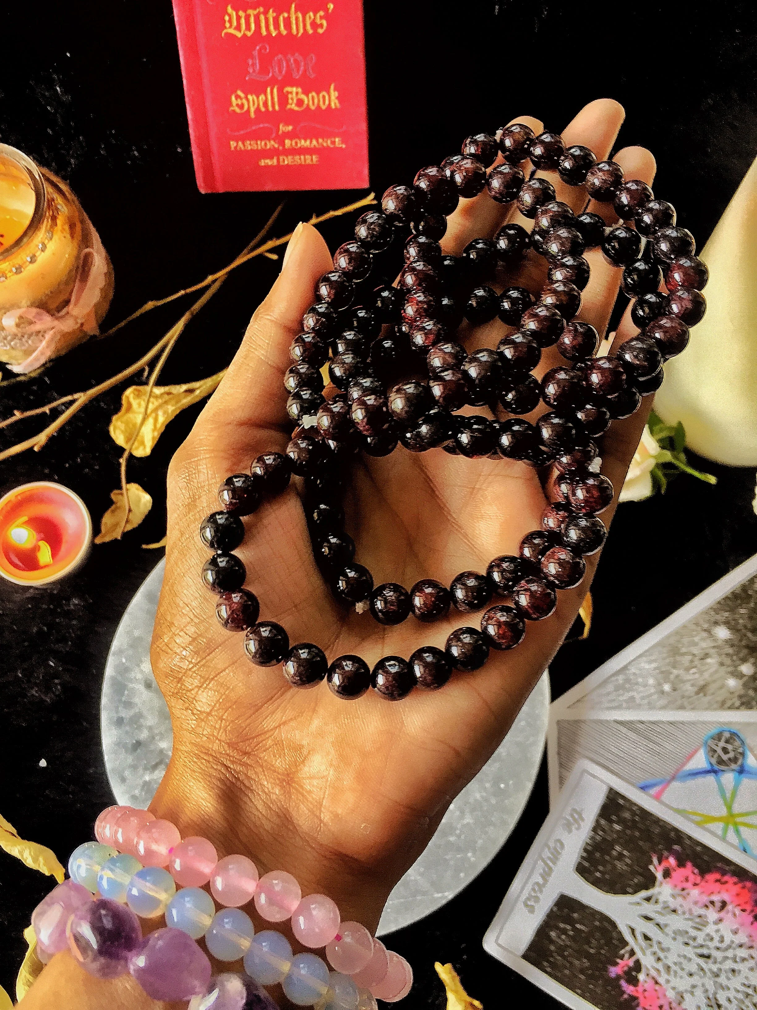 Garnet Bead Bracelet 8mm | Root Chakra , Inspire Love & Strengthen survival Instincts - Image 5
