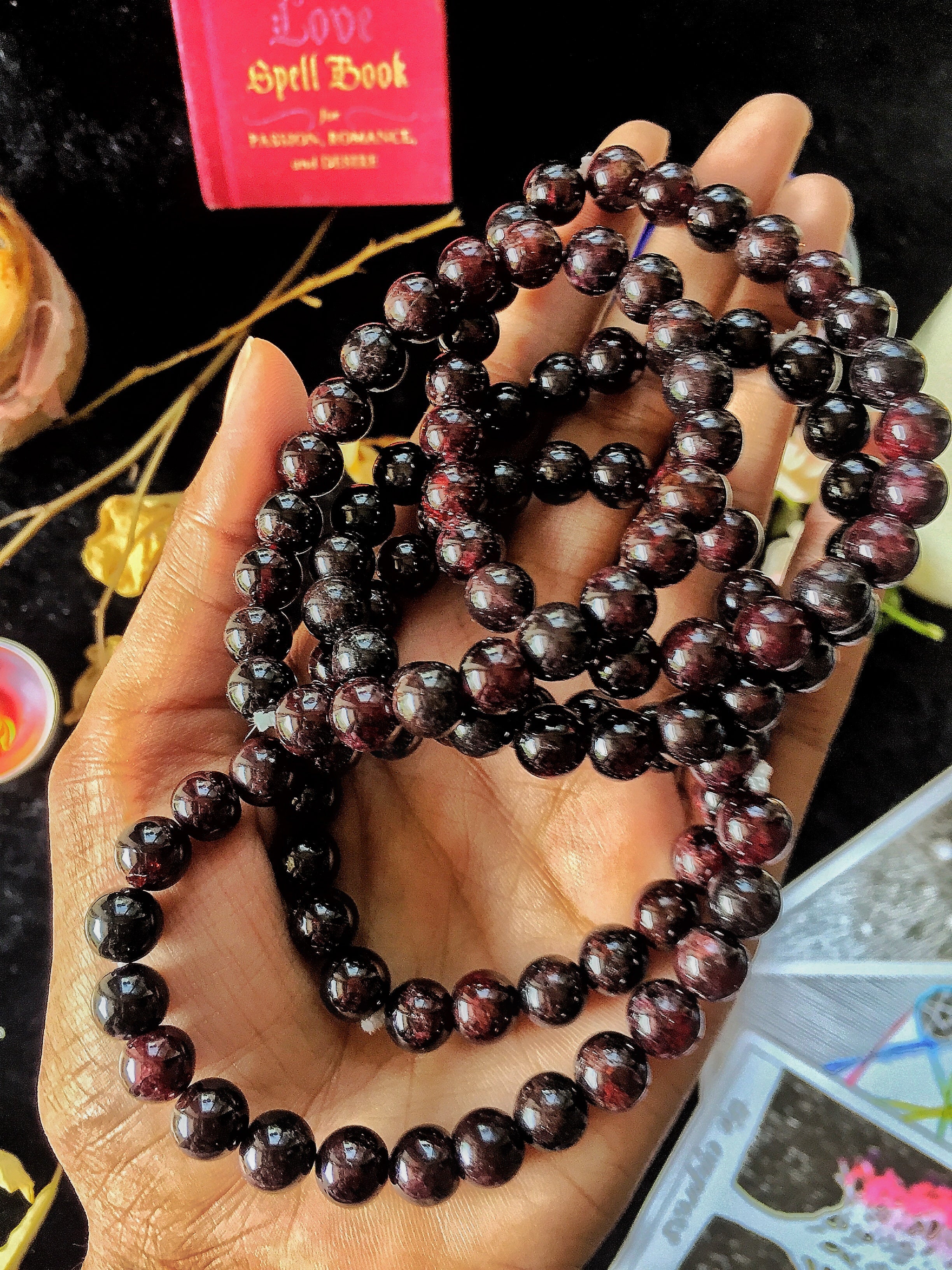 Garnet Bead Bracelet 8mm | Root Chakra , Inspire Love & Strengthen survival Instincts - Image 6