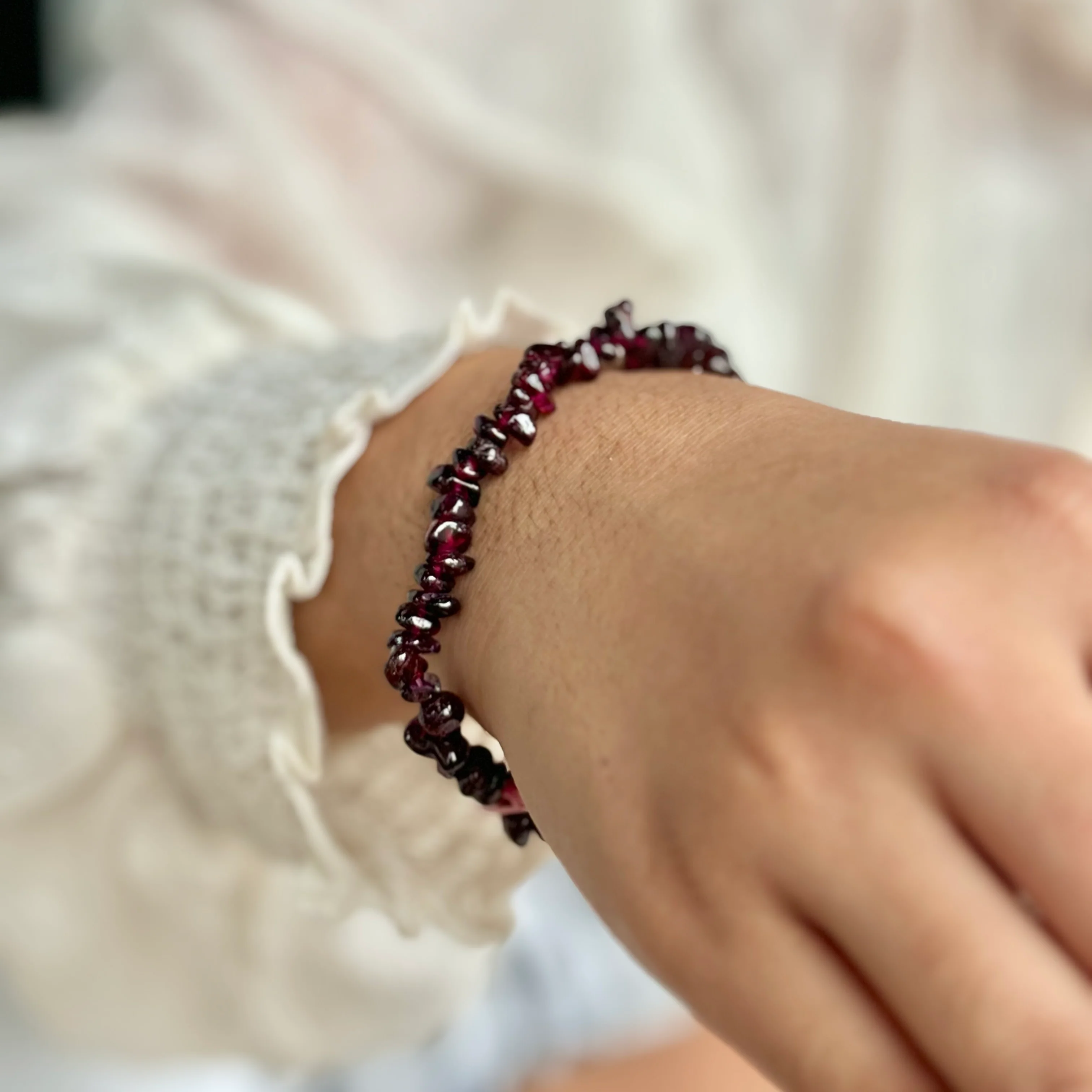 Garnet Chips Bracelet | Root Chakra , Inspire Love & Strengthen survival Instincts - Image 2