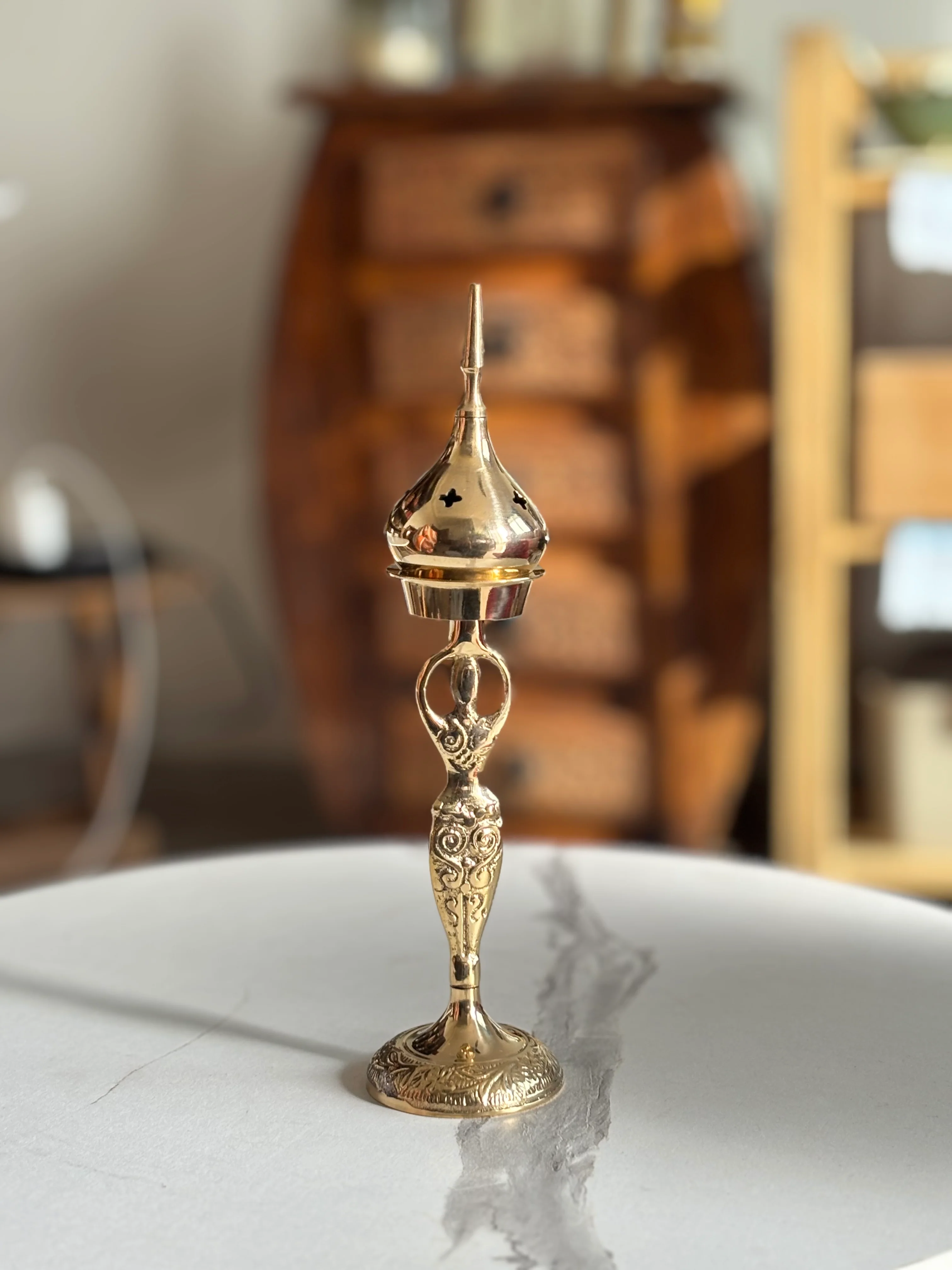 Goddess Figurine Brass Incense Burner - Image 6