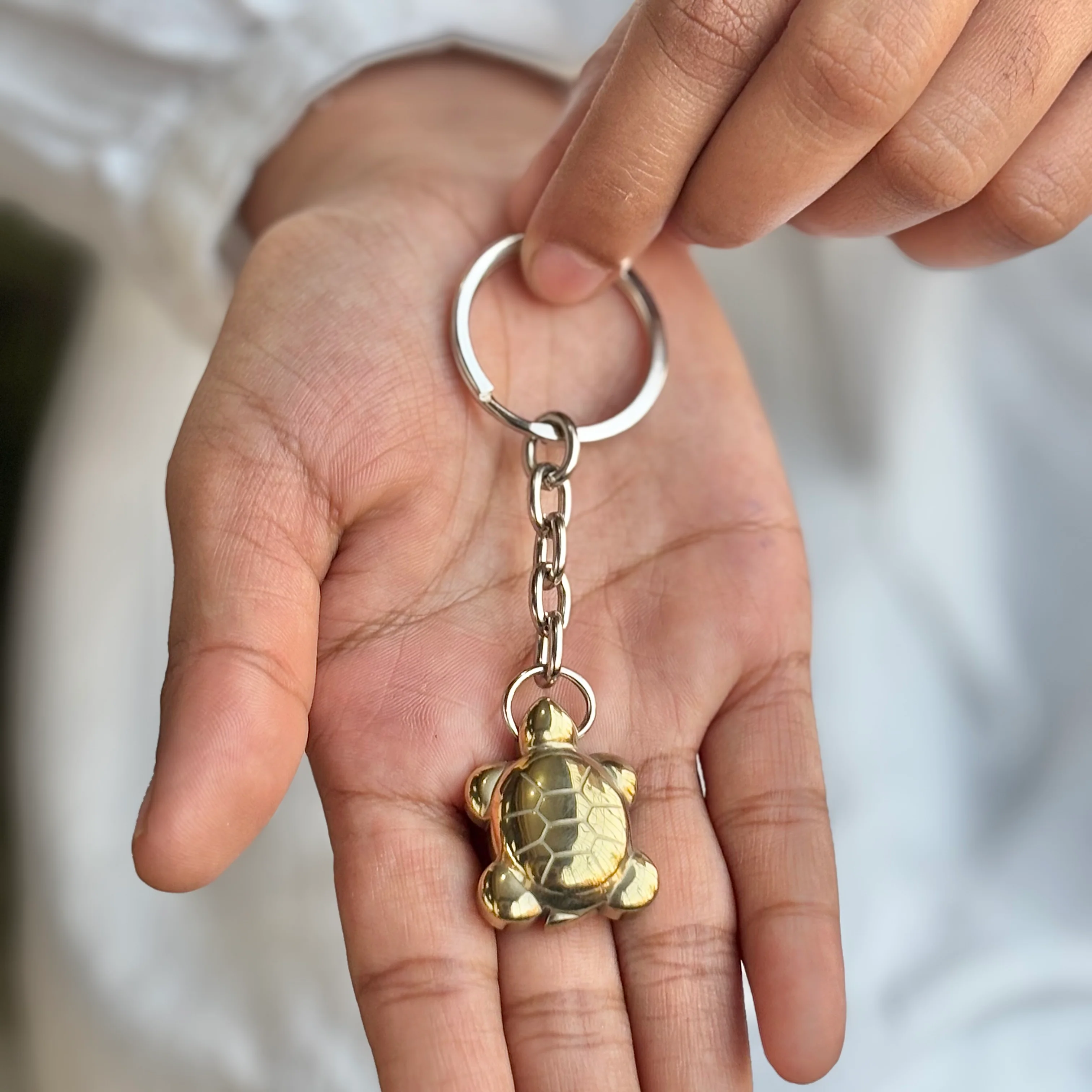 Golden Pyrite Turtle Keychain - 1 inch - Image 5