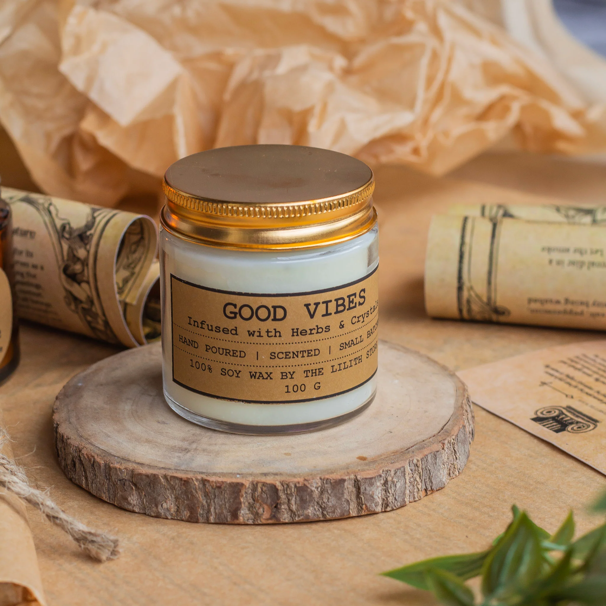 Good Vibes Scented Candles -Infused with Herbs -100 Gm Wax - Image 3