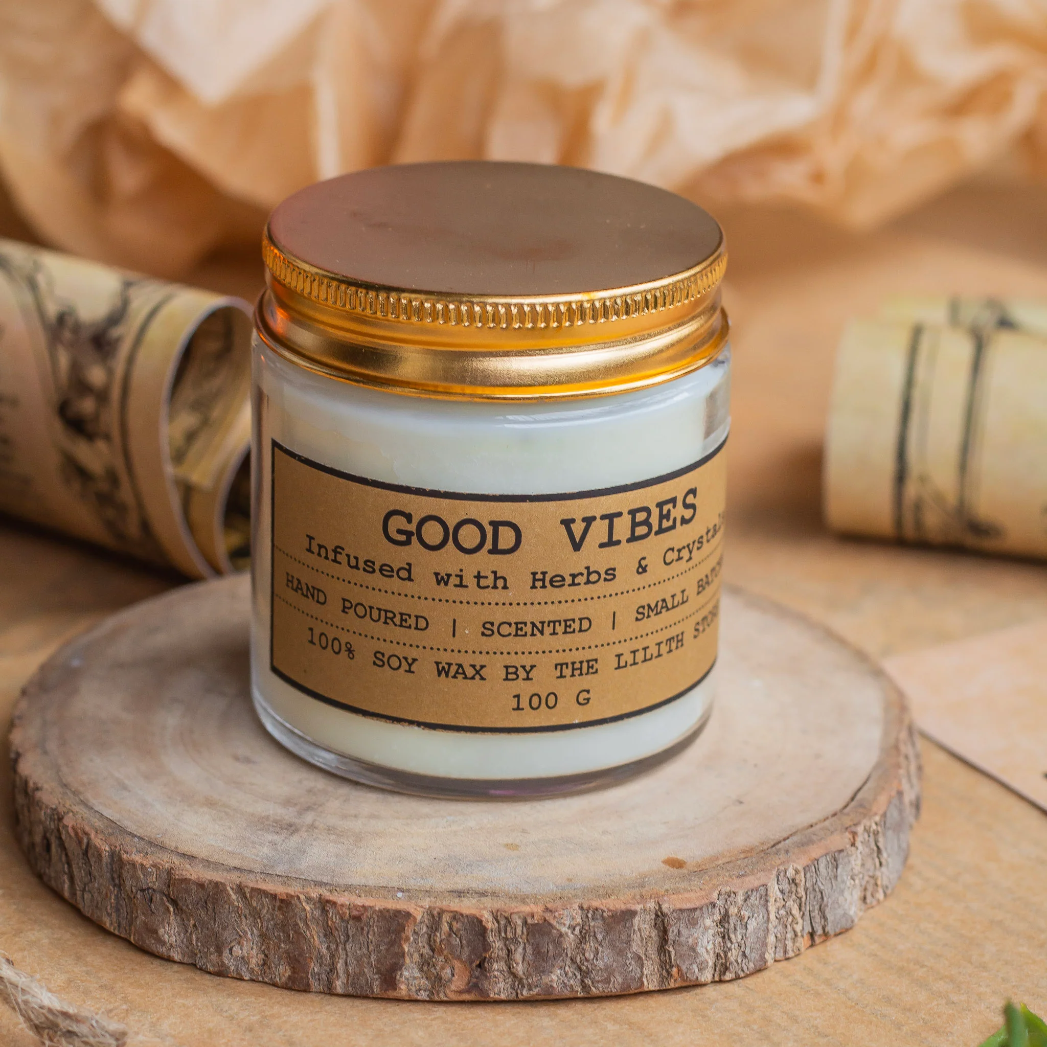 Good Vibes Scented Candles -Infused with Herbs -100 Gm Wax - Image 4