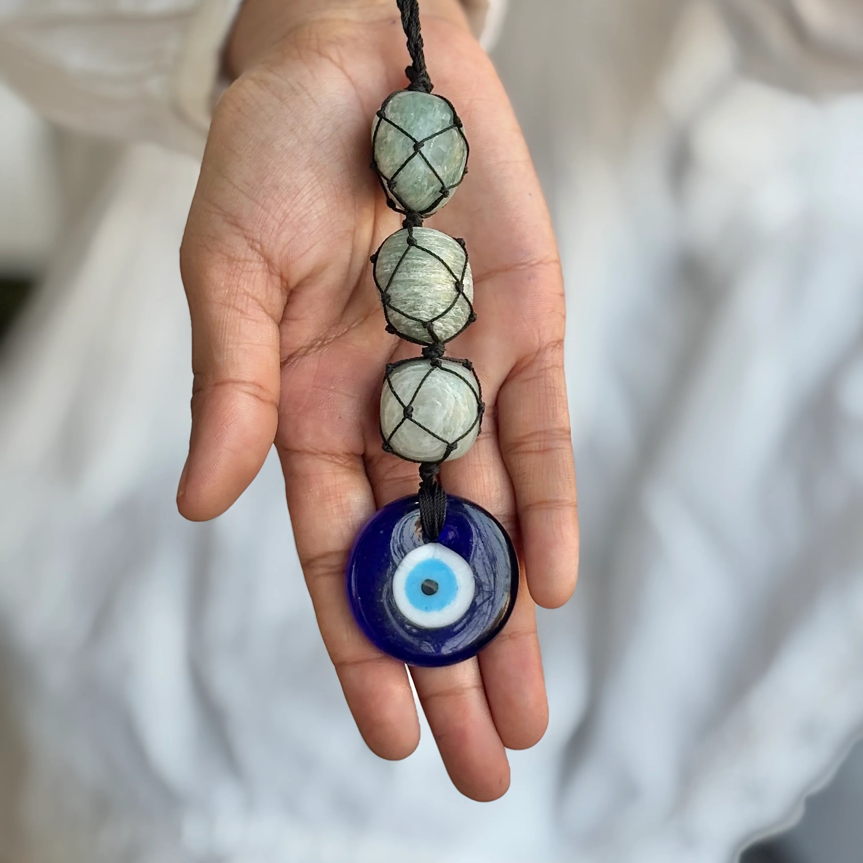 Green Aventurine with Evil Eye Door Hanging - Stone of Abundance & Prosperity | Hanger | Dangler - Image 2