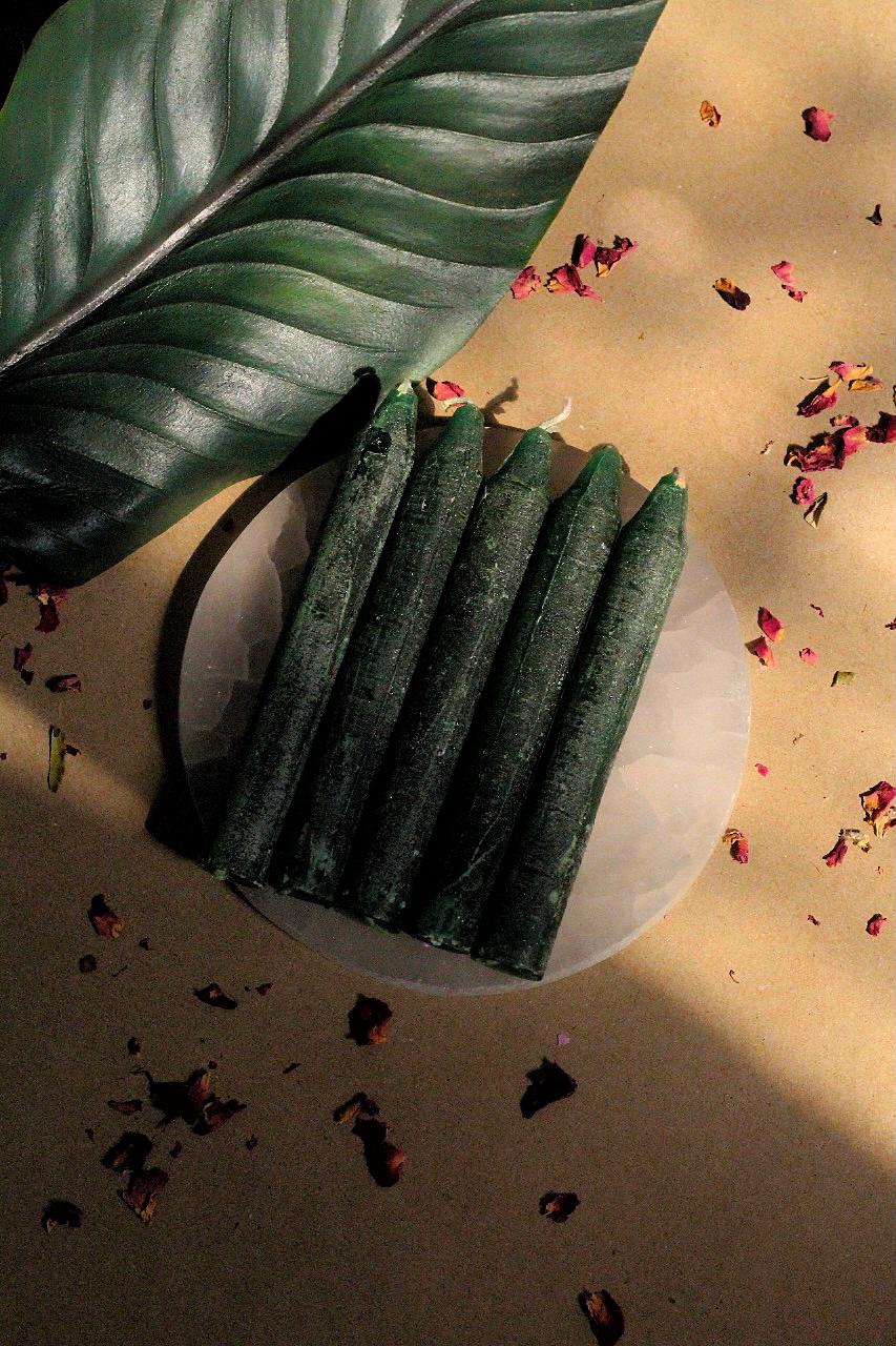 Green Mini Taper Candle - Image 2